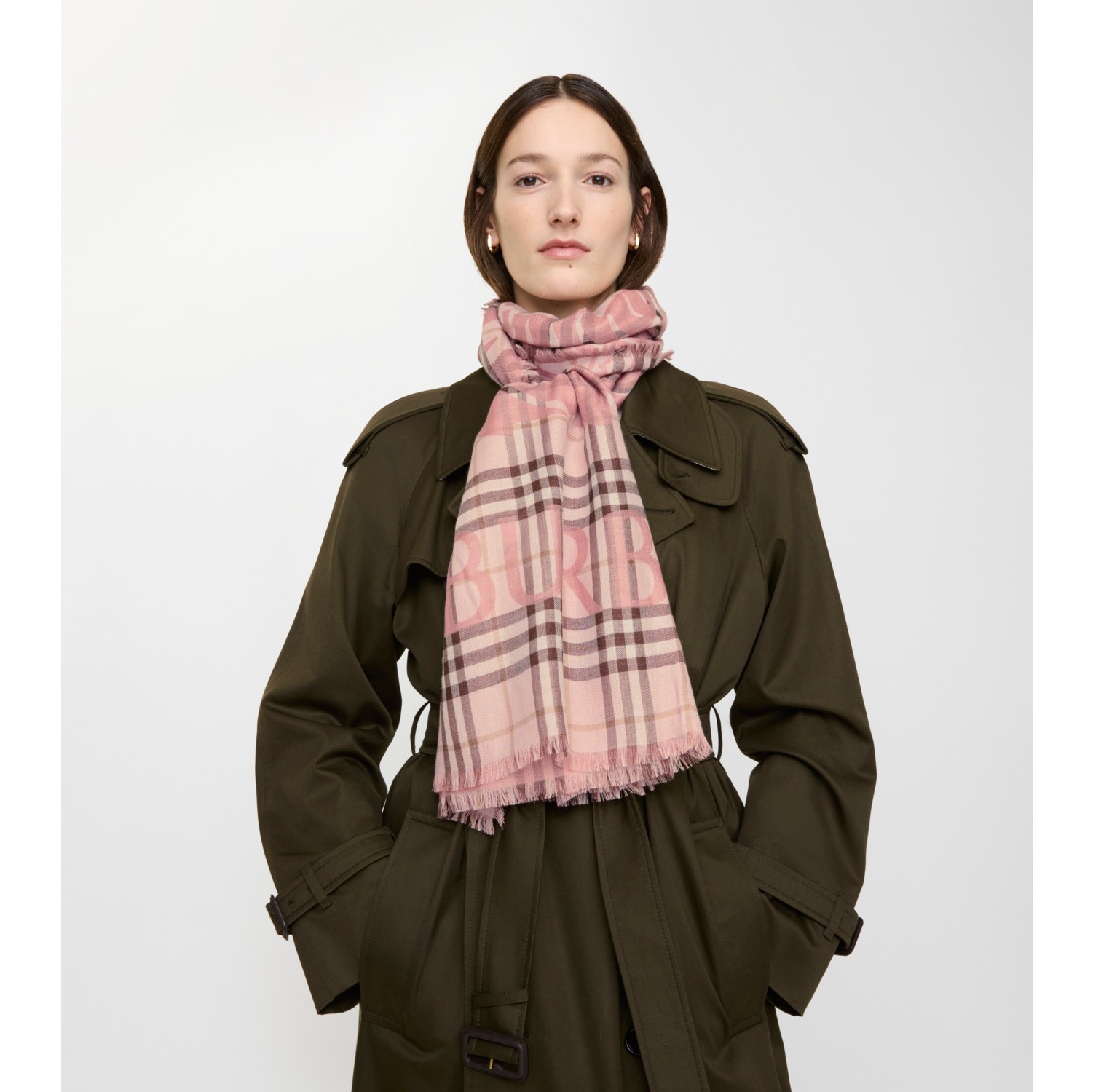 Wide EKD Check Wool Silk Scarf