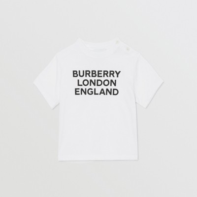 Logo Print Cotton T-shirt in White - Children | Burberry® Official