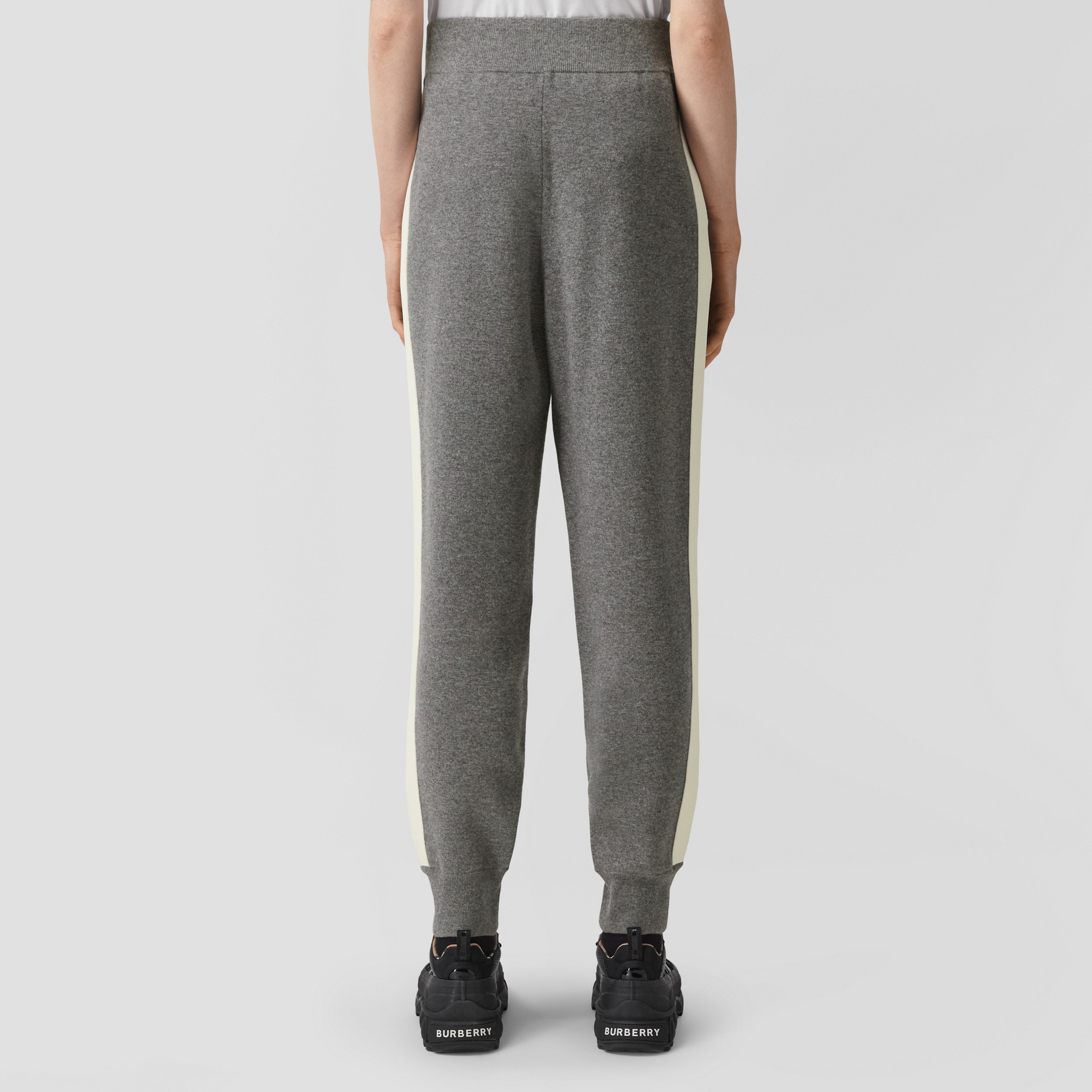 Logo Graphic Wool Cashmere Blend Jogging Pants in Light Grey Melange - Women | Burberry® Official - 3