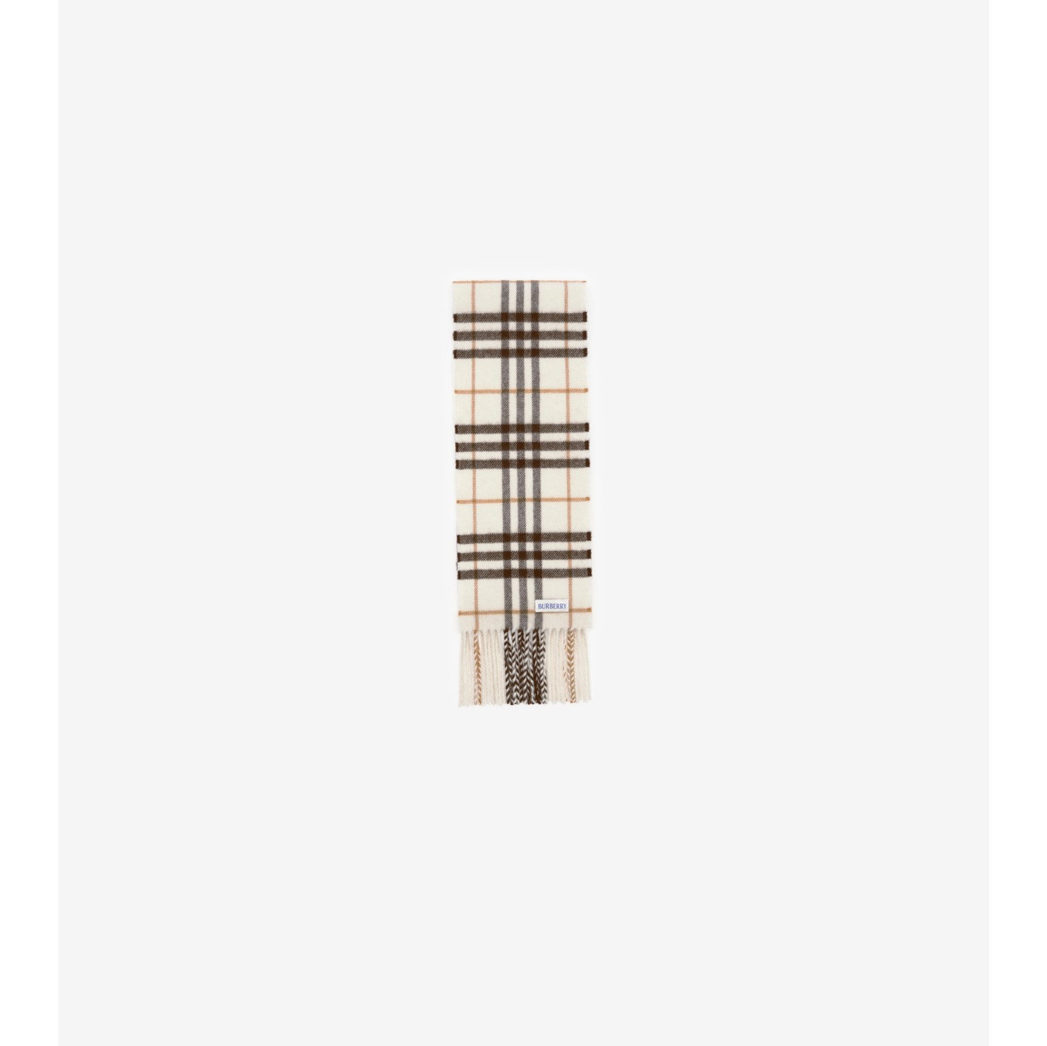 ナロー チェック カシミアスカーフ (ペブルホワイト) | Burberry®公式