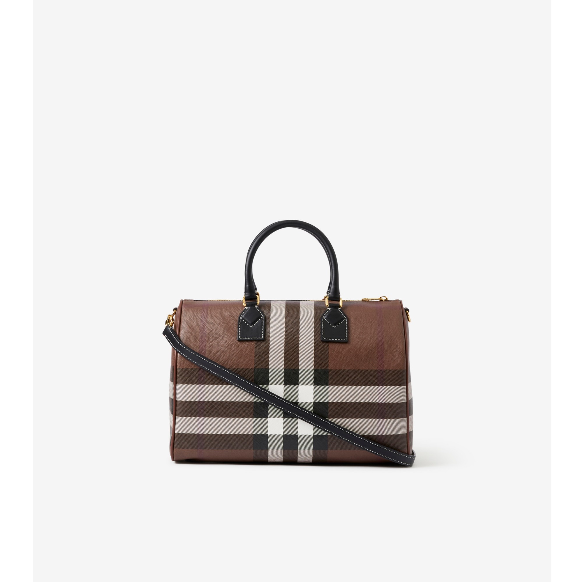 Medium Check Bowling Bag in Dark birch brown Women Burberry Official