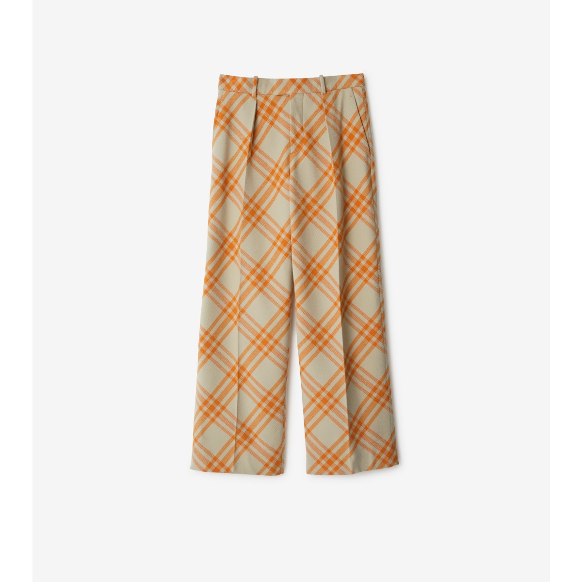 Burberry Check Wool Tailored Trousers In Light Sage