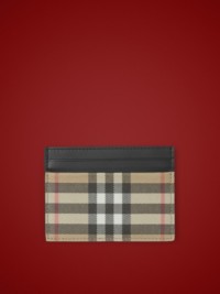 Archive Beige Check and Leather Card Case