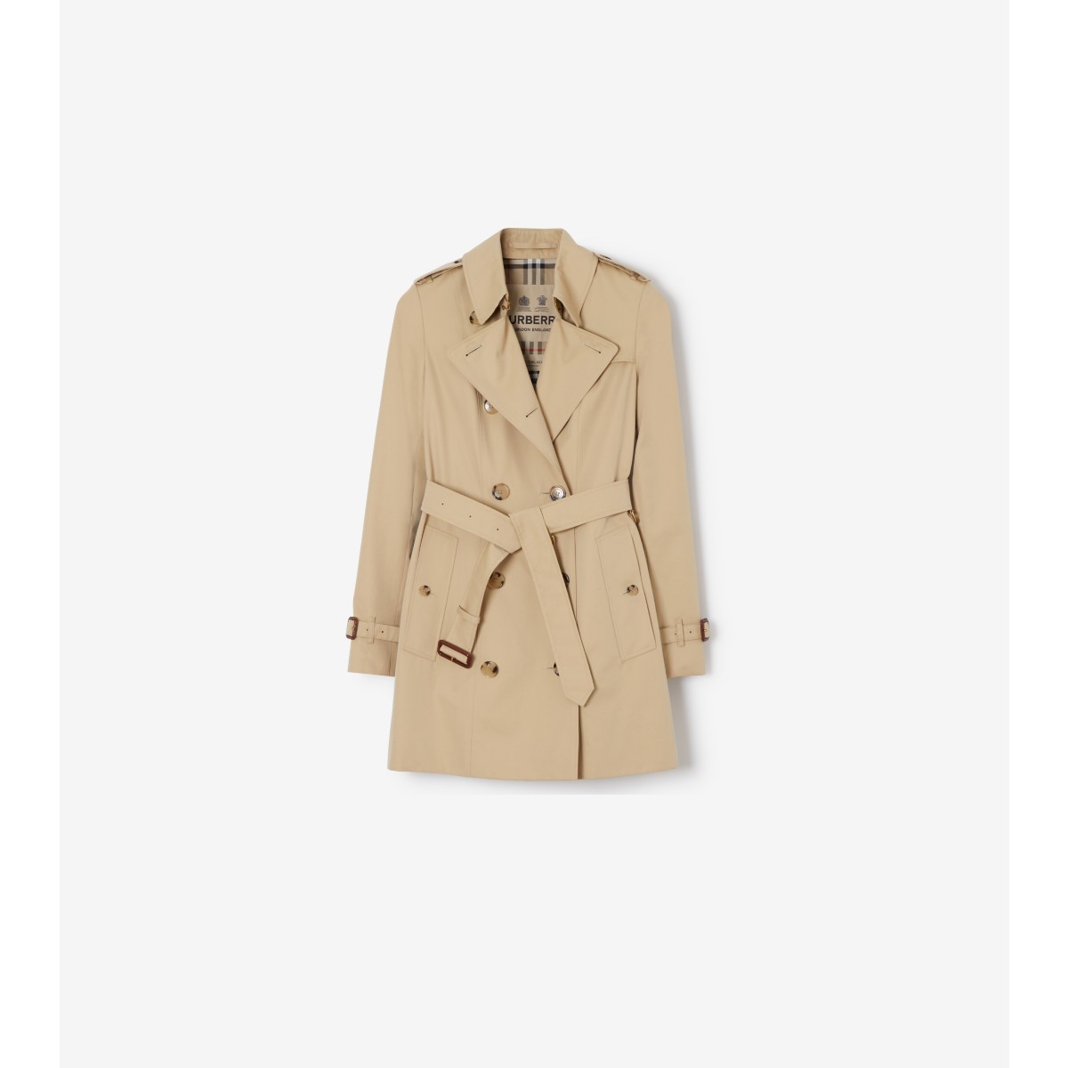 Burberry Kensington Quilted Short Org 2 Coat With Hood In Honey