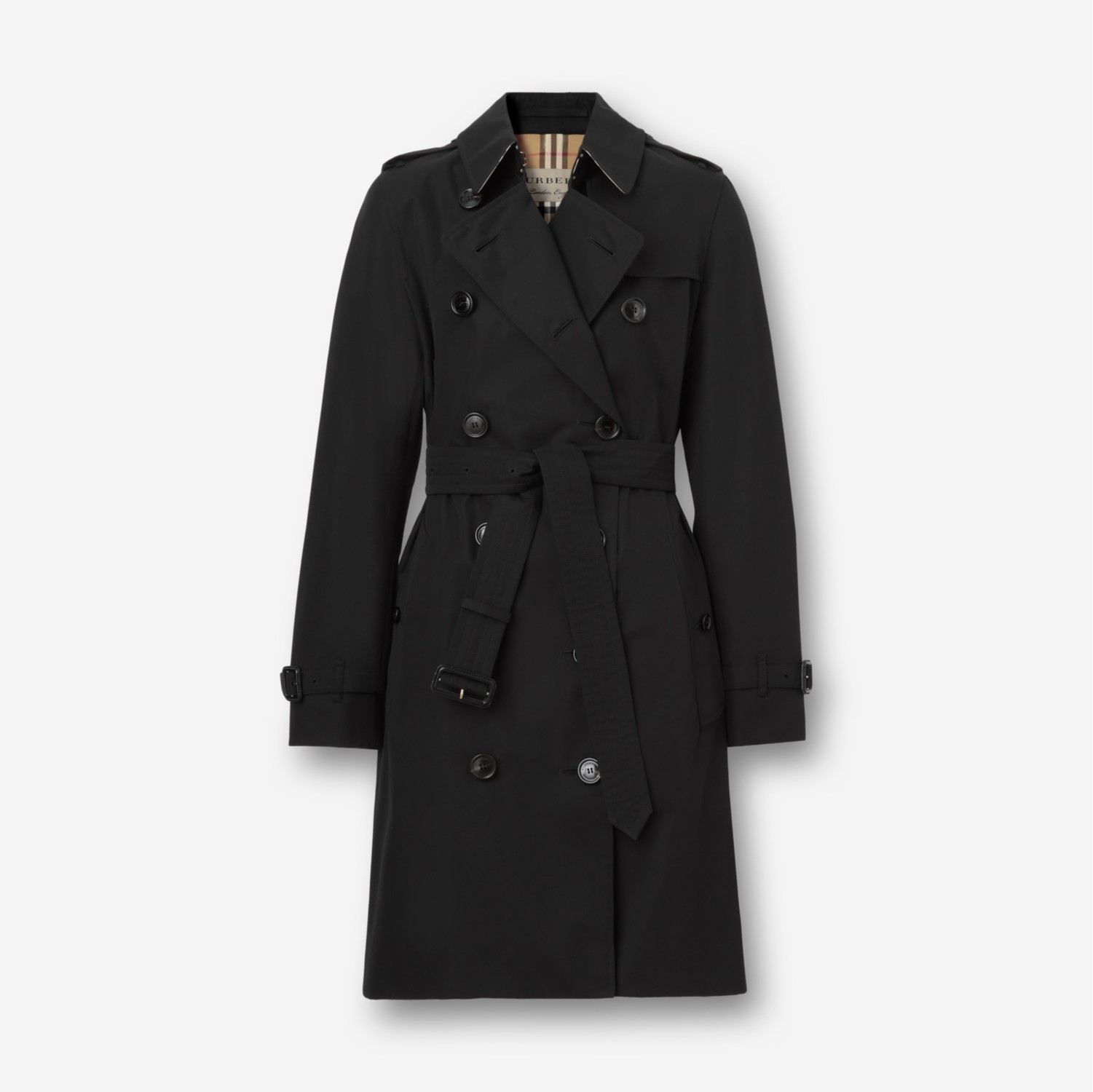 The Mid-length Kensington Heritage Trench Coat in Black - Women, Cotton ...