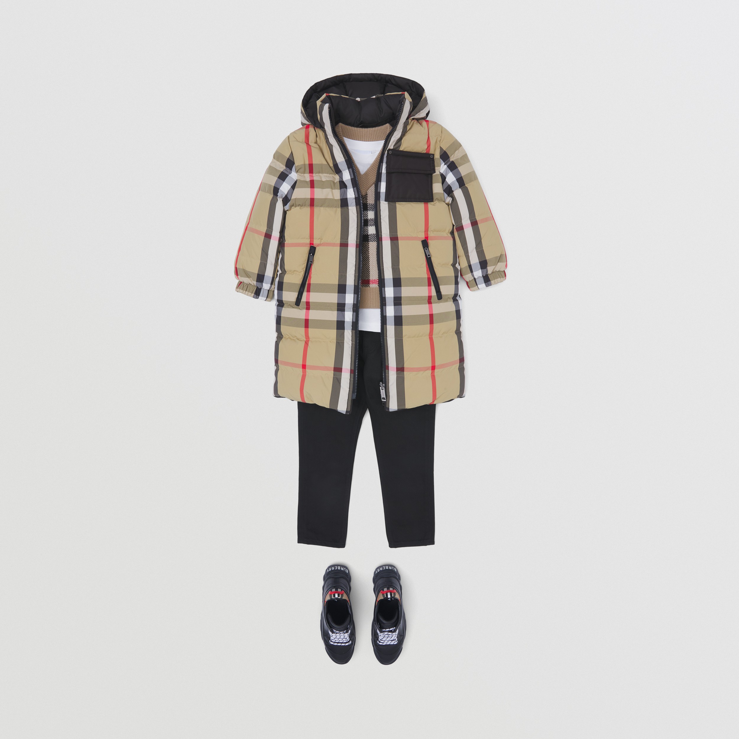 Reversible Check Recycled Nylon Puffer Coat in Archive Beige | Burberry® Official - 4