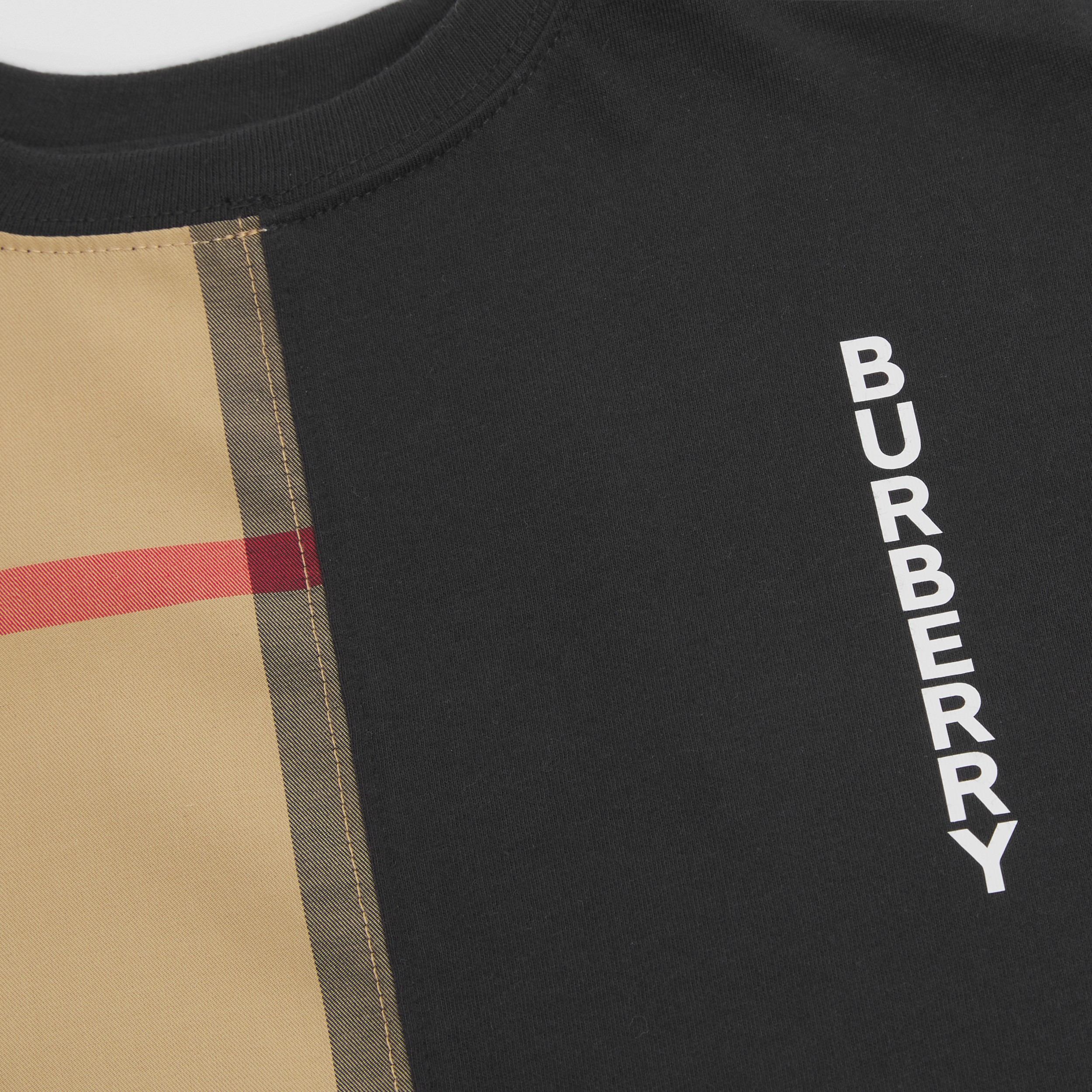 格纹裁片棉质婴儿连身衣 (黑色) - 儿童 | Burberry® 博柏利官网 - 2