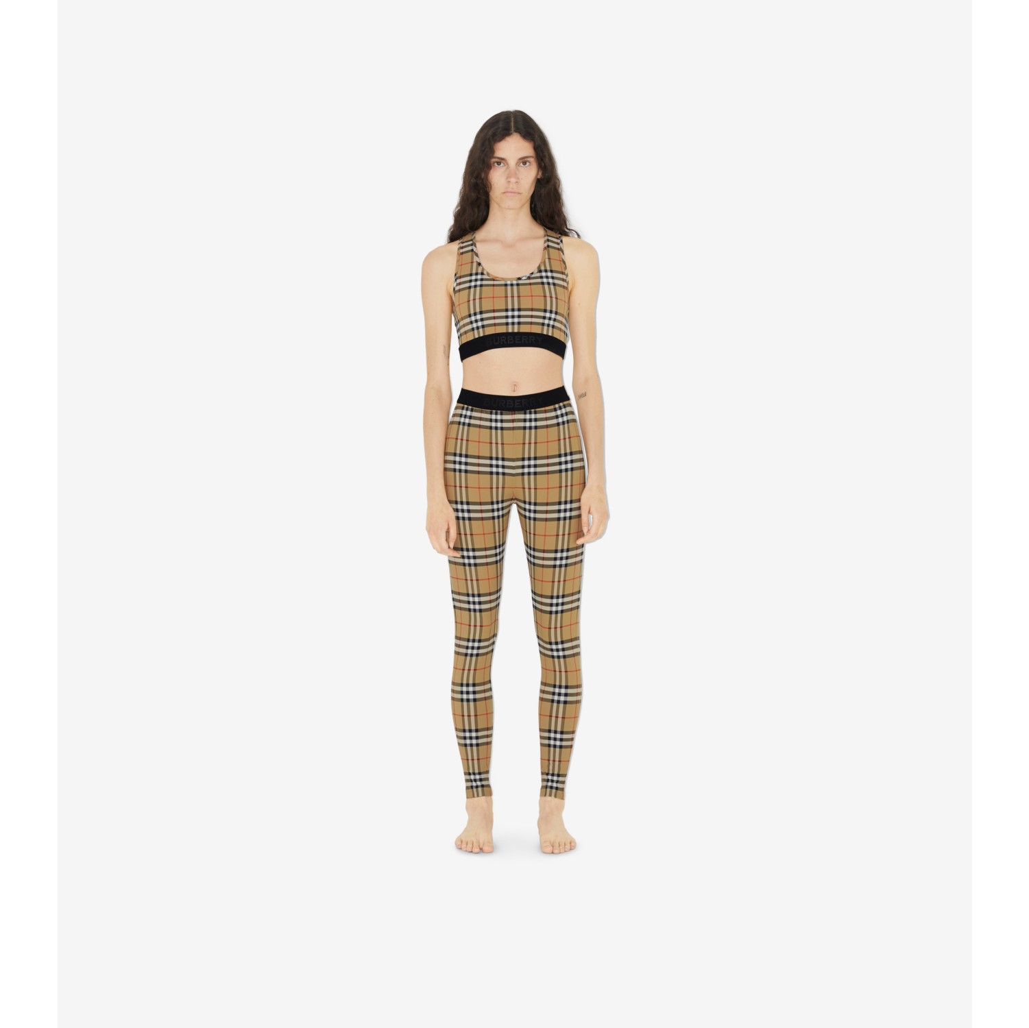 Leggings de malha stretch em Check