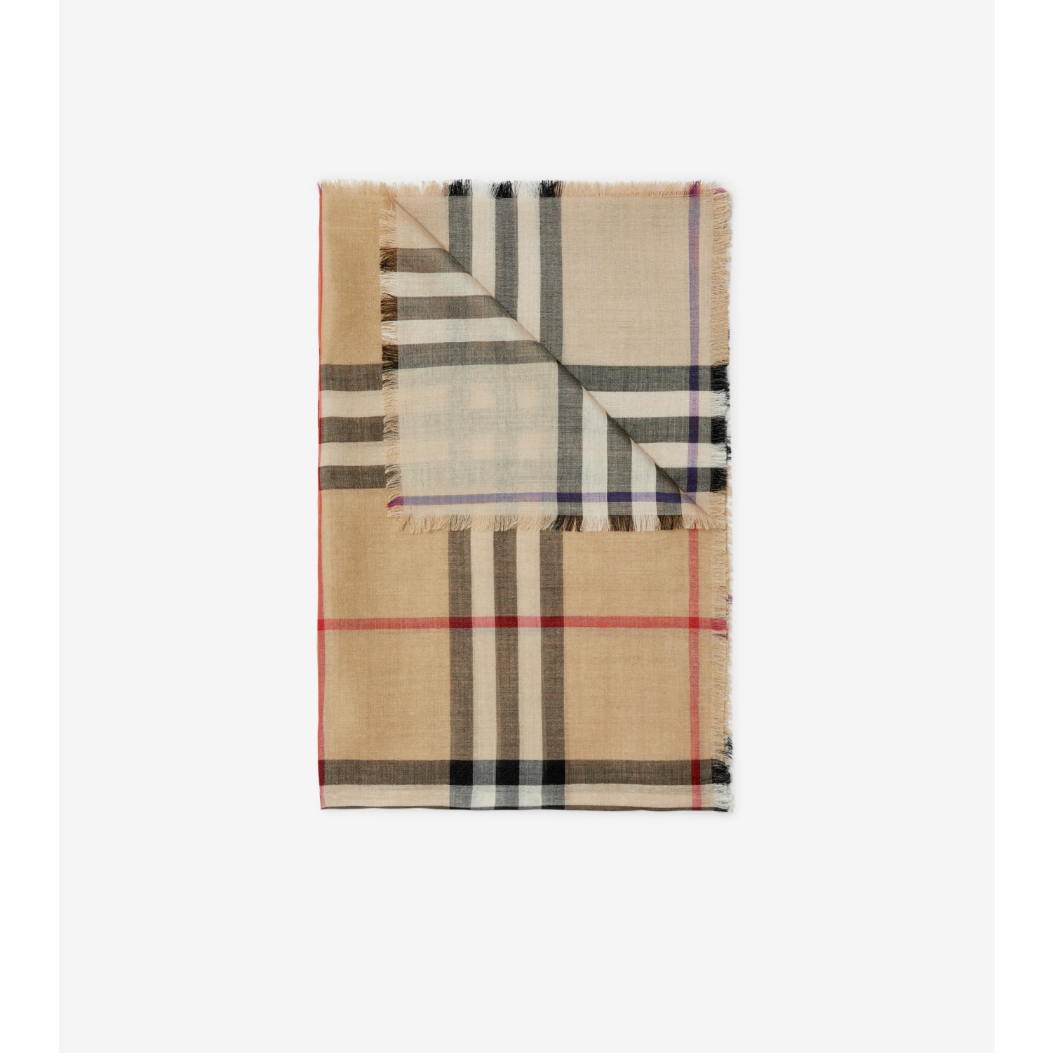 Reversible Check Wool Silk Scarf in Sand/lichen | Burberry® Official