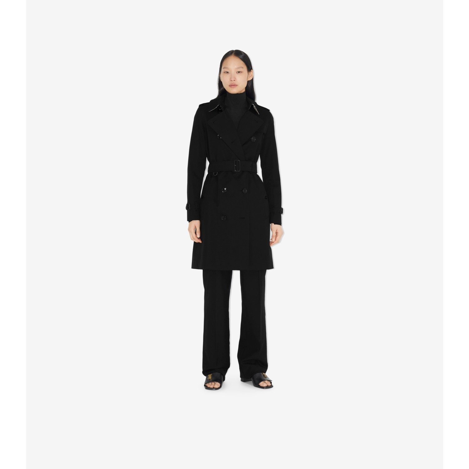 Burberry black store trench womens