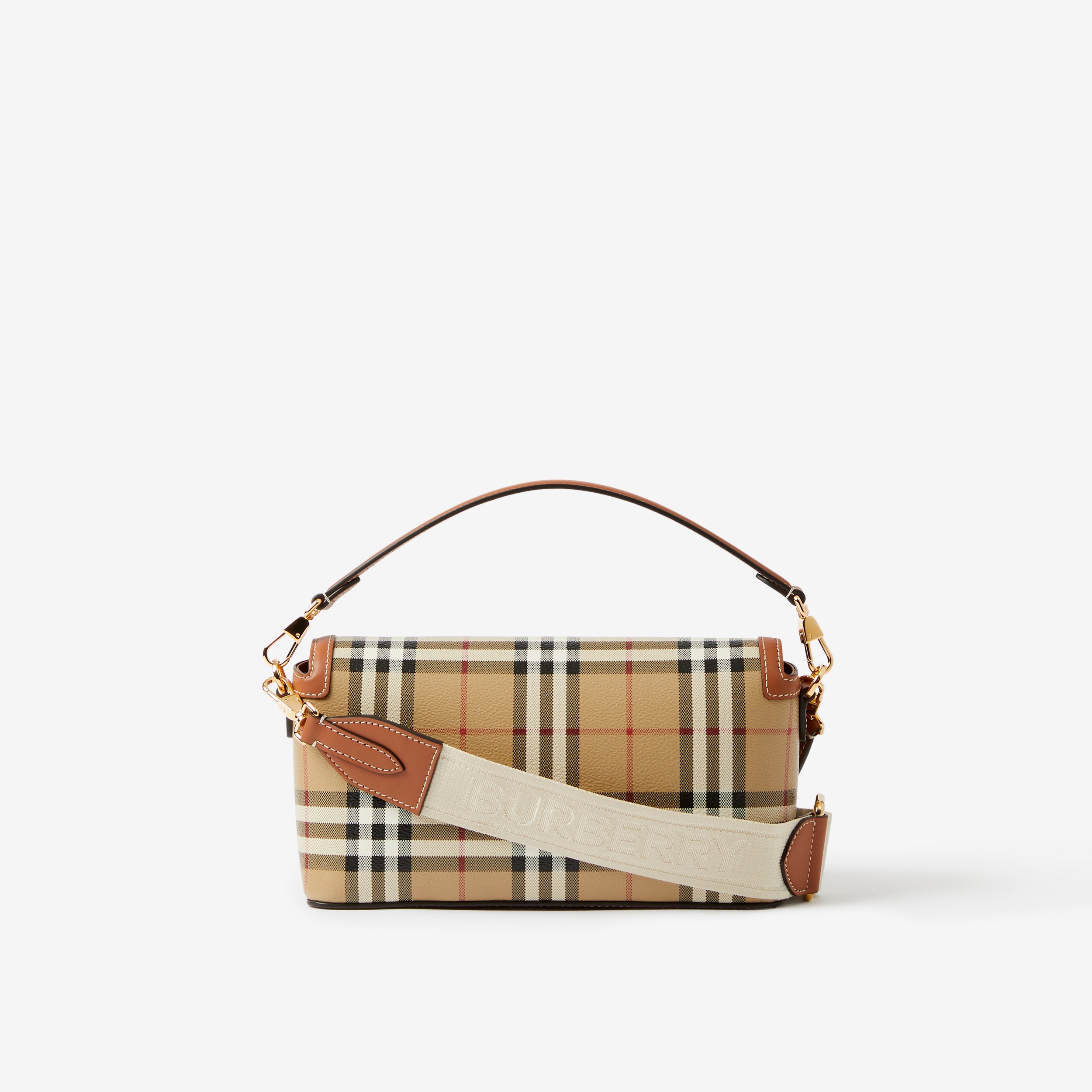 Tasche „Note“ aus Check-Gewebe und Leder mit Griff an der Oberseite (Baumheidenbraun) - Damen | Burberry® - 3
