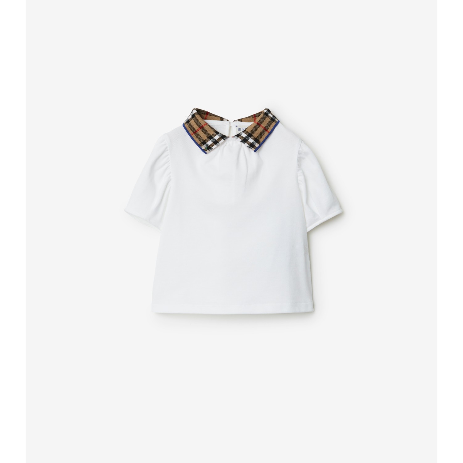 Check Collar Cotton Polo Shirt in White - Children | Burberry® Official