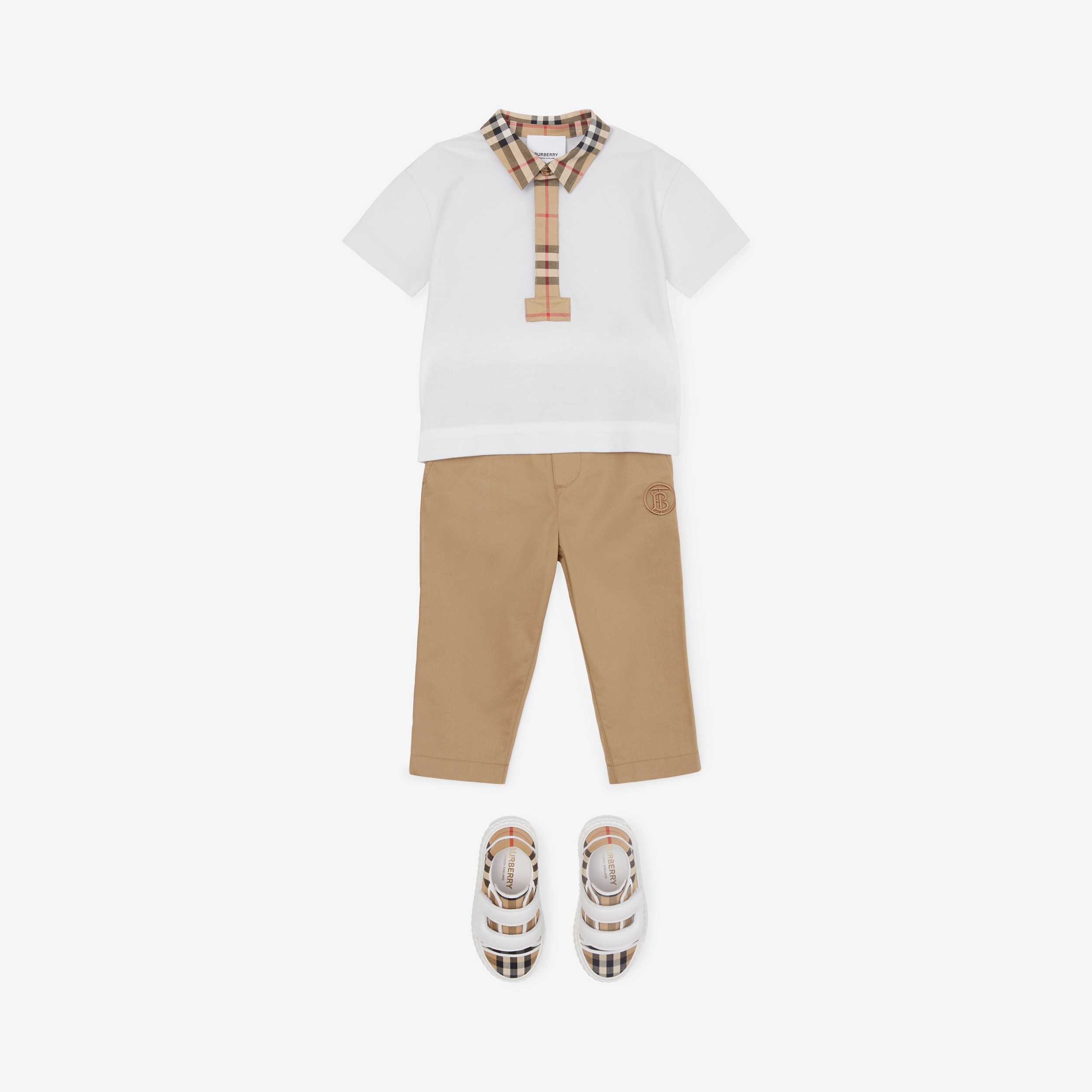 Poloshirt aus Baumwollpiqué mit Vintage Check-Besatz (Weiß) - Kinder | Burberry® - 3