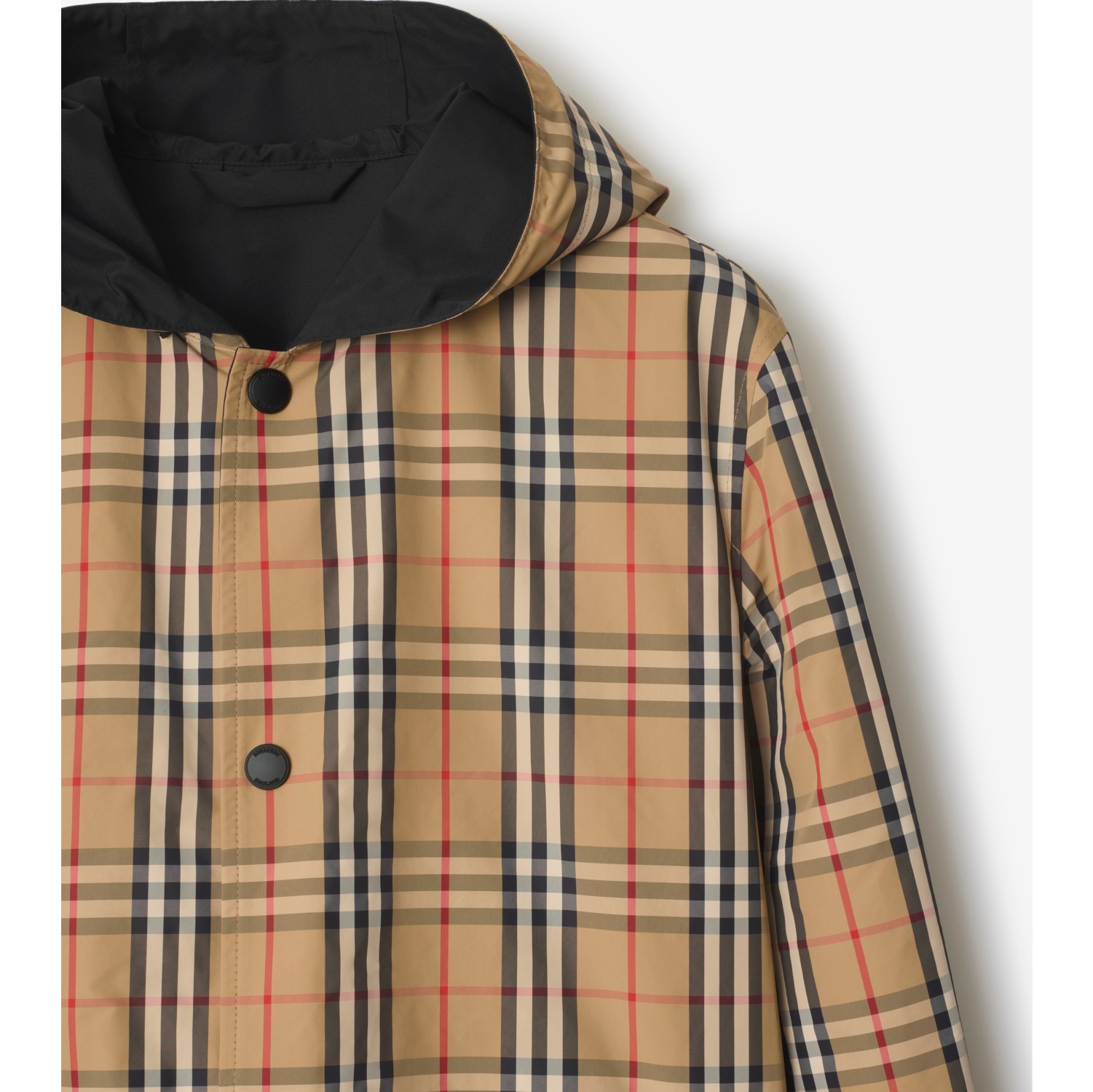 Veste réversible à capuche en nylon Check