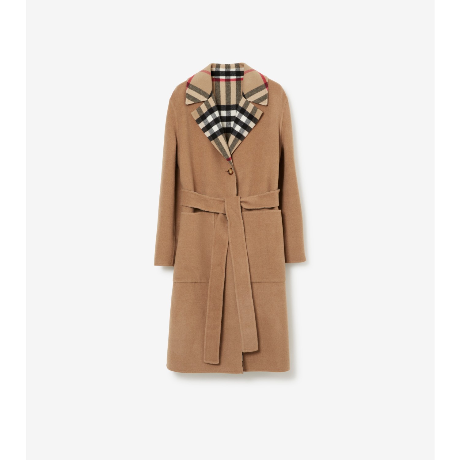 Reversible Check Wool Coat in Archive beige - Women, Cashmere | Burberry®  Official