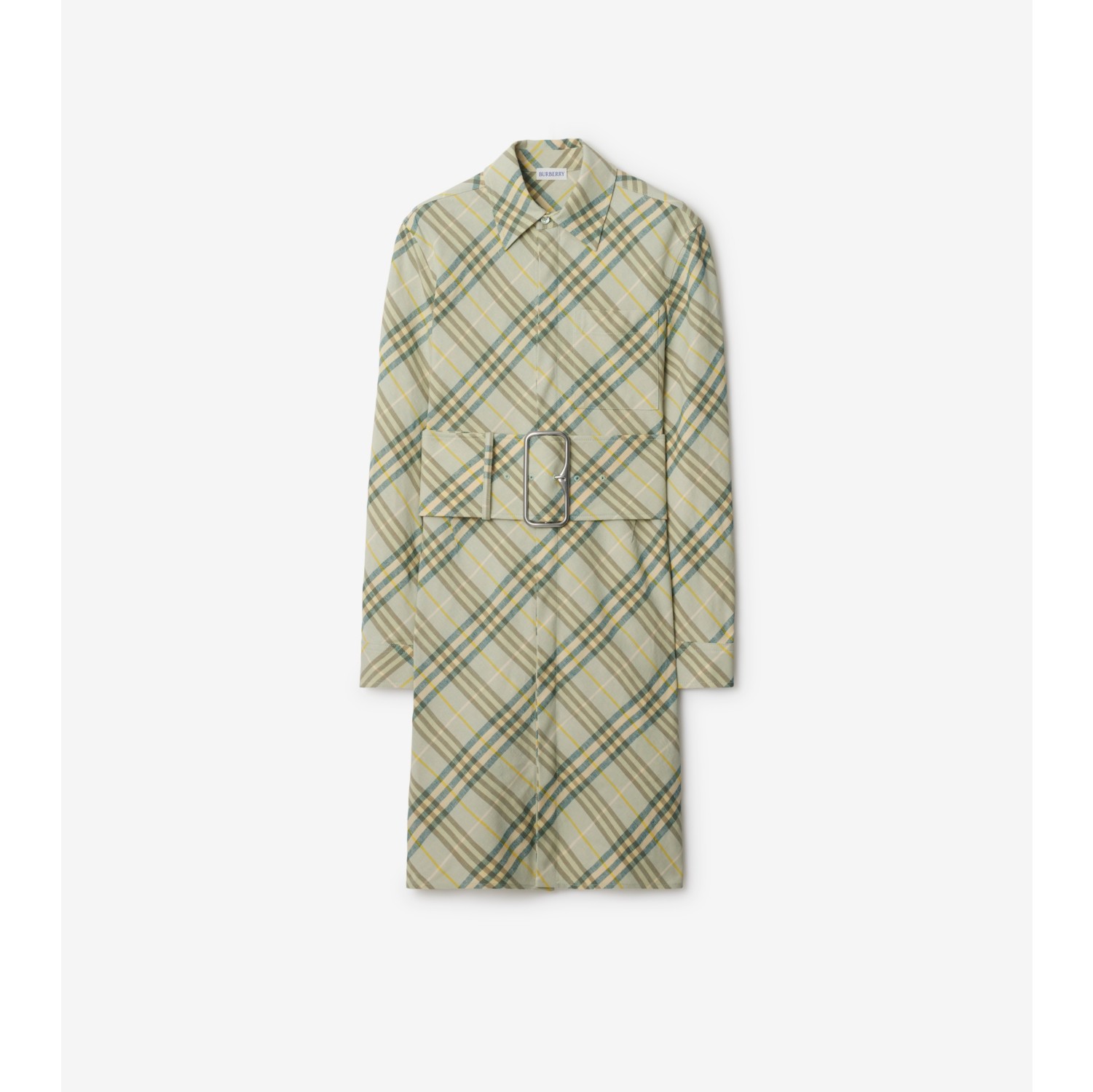 Check Stretch Linen Shirt Dress