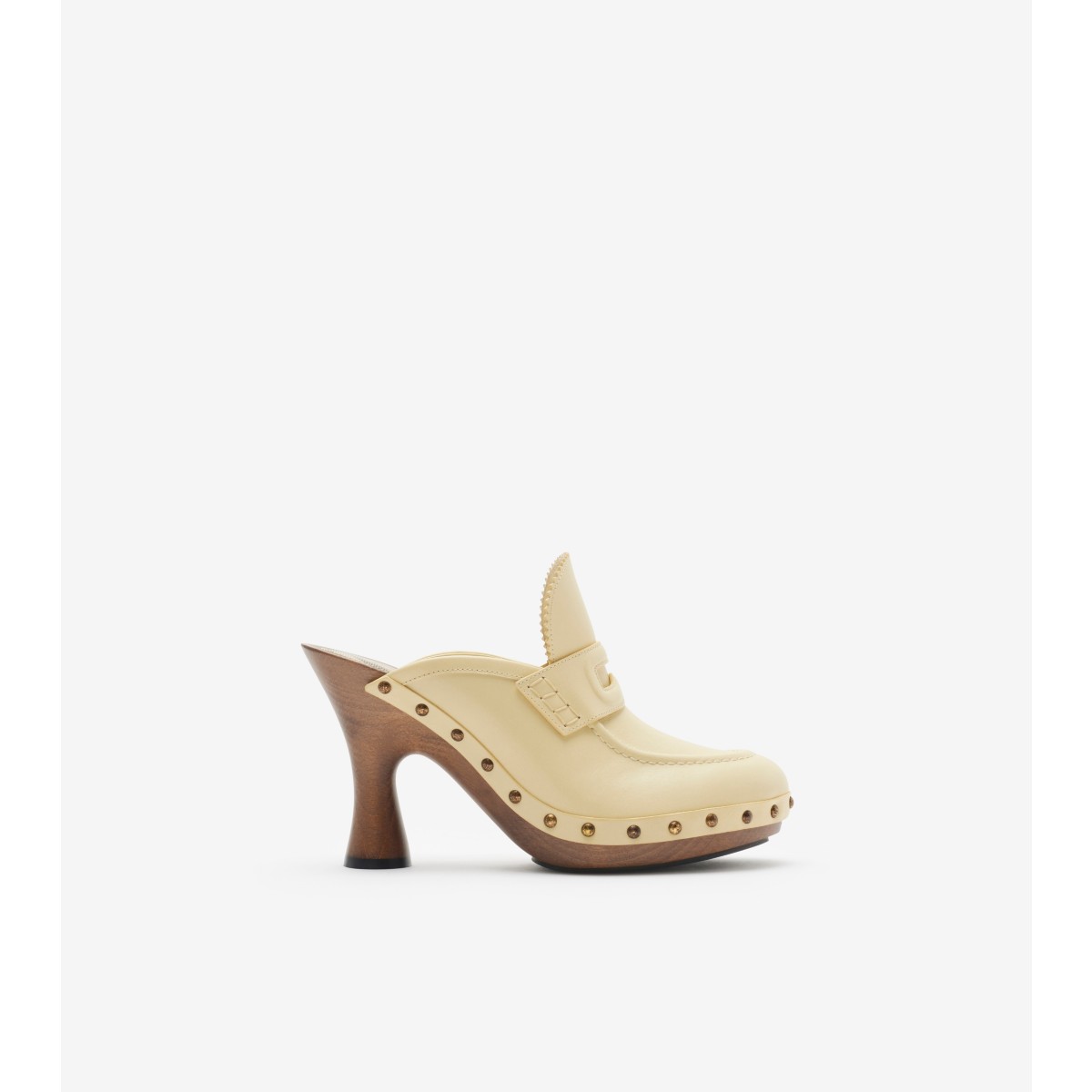 Burberry Leather Potter Clogs In Bake