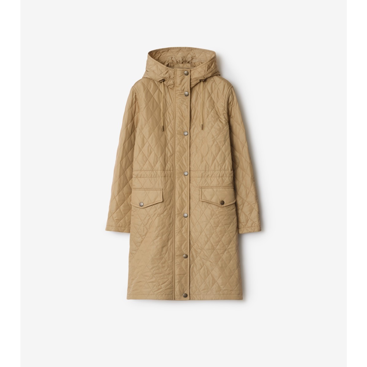  Check Quilted Nylon Hooded Coat