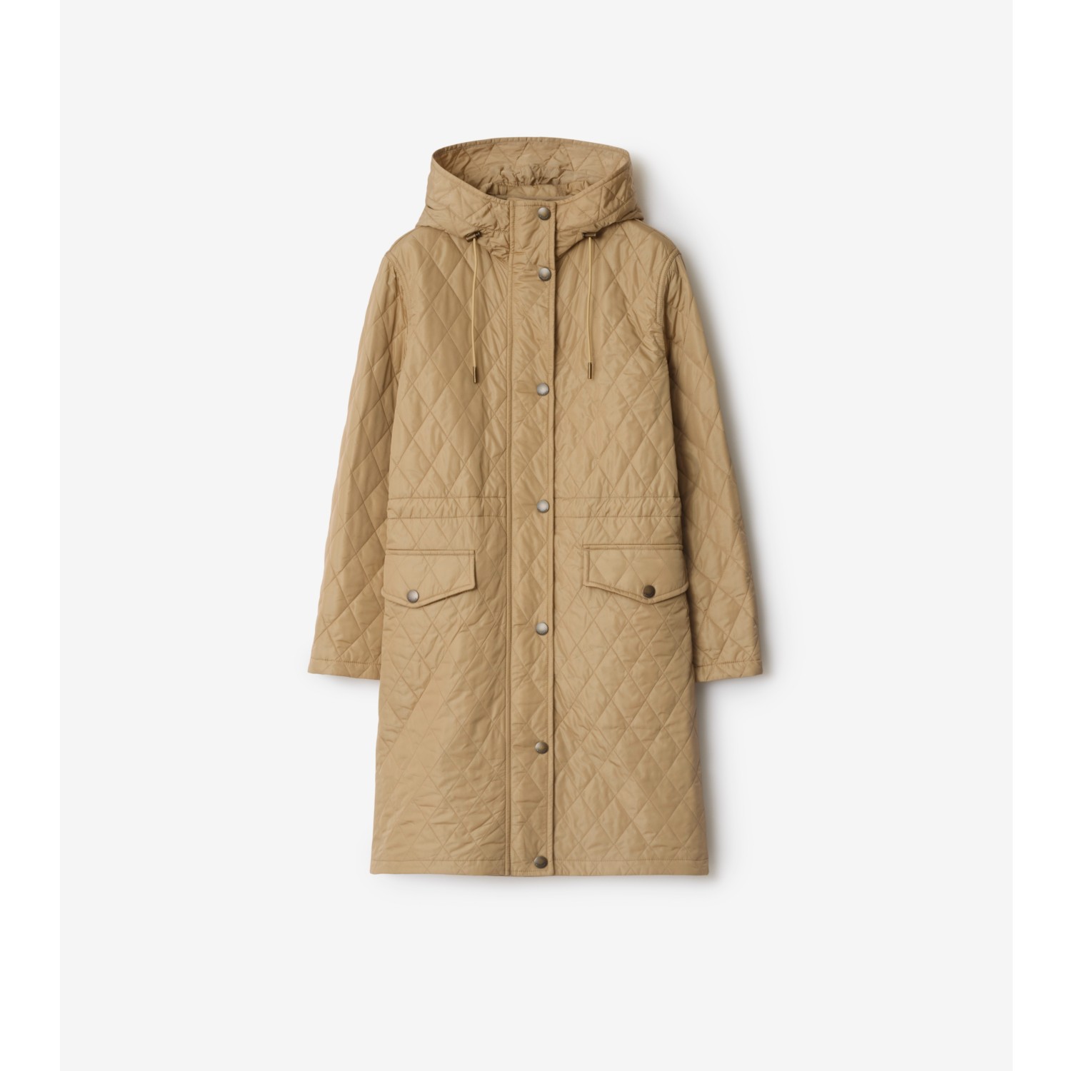 キルティング ナイロン フーデッドコート (フラックスベージュ