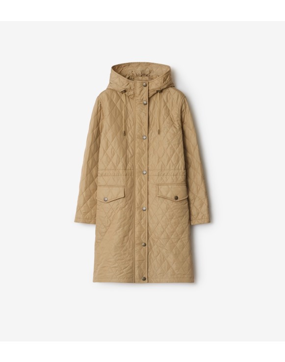 Quilted Nylon Hooded Coat