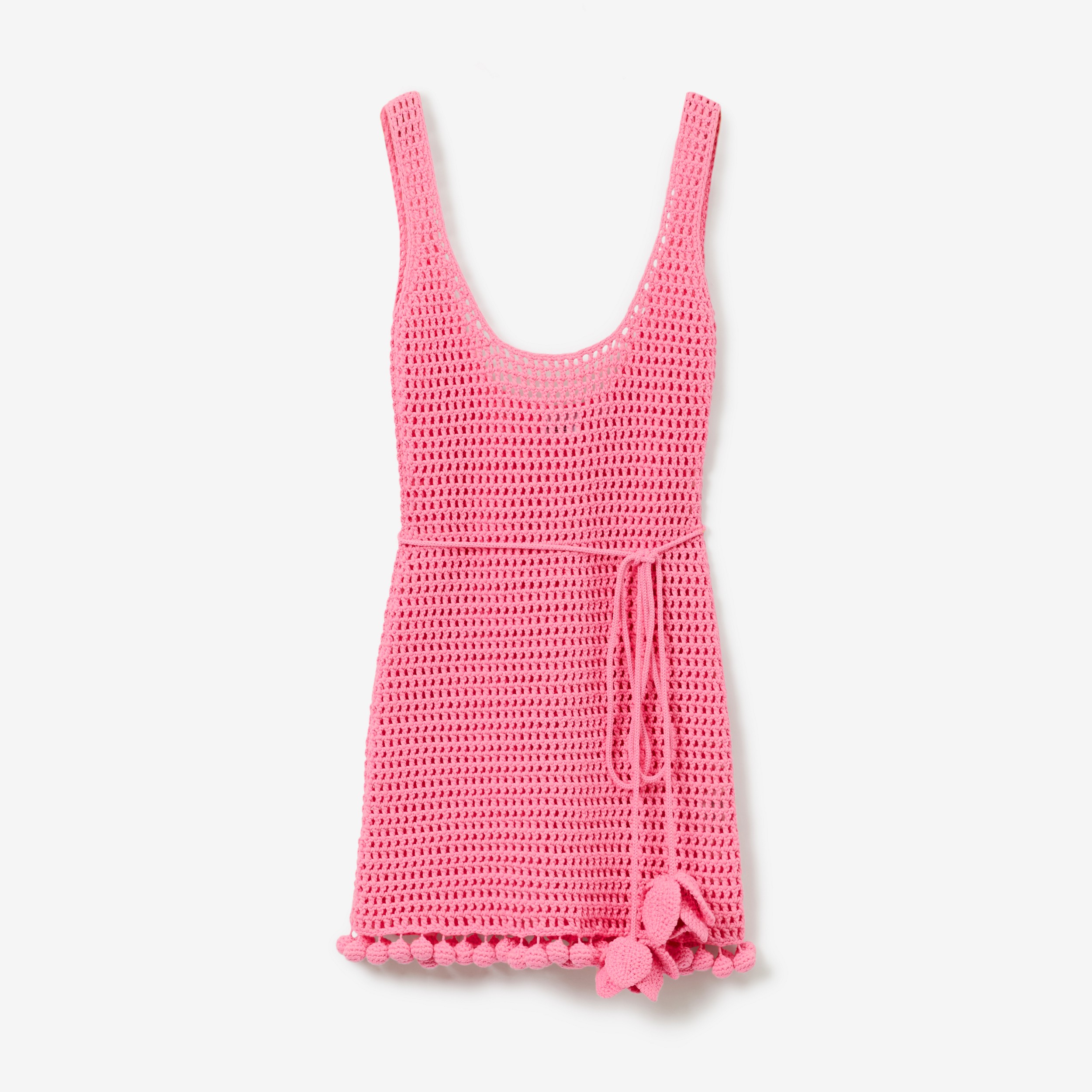 Crochet Technical Cotton Dress in Bubblegum Pink - Women | Burberry® Official - 1