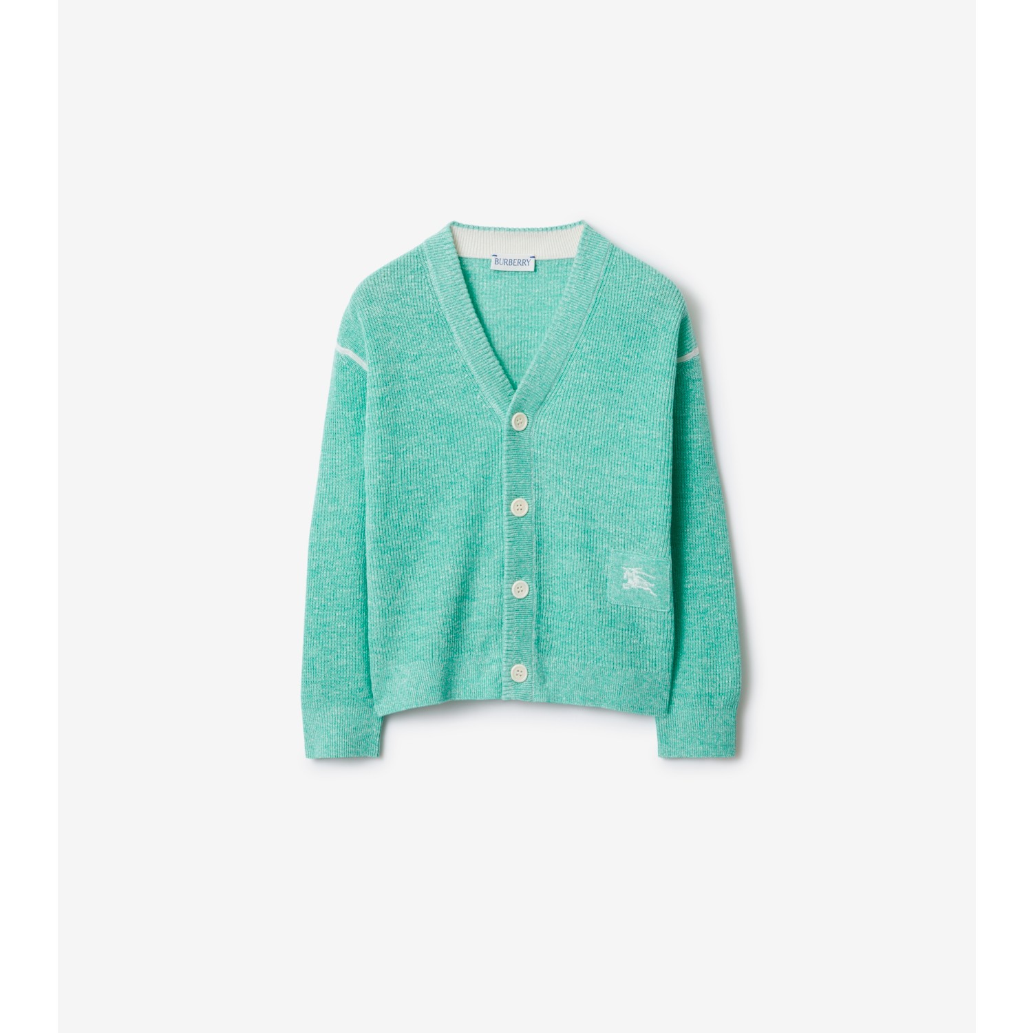 Linen Cotton Cardigan in Pastel mint | Burberry® Official