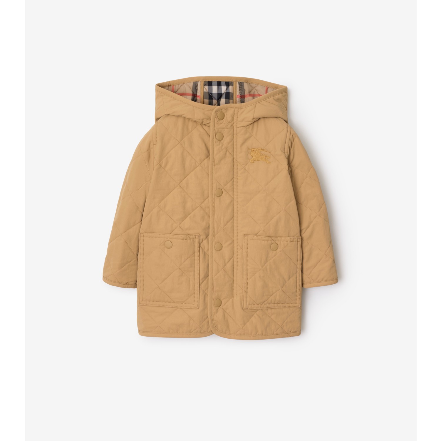 Quilted Nylon Hooded Coat