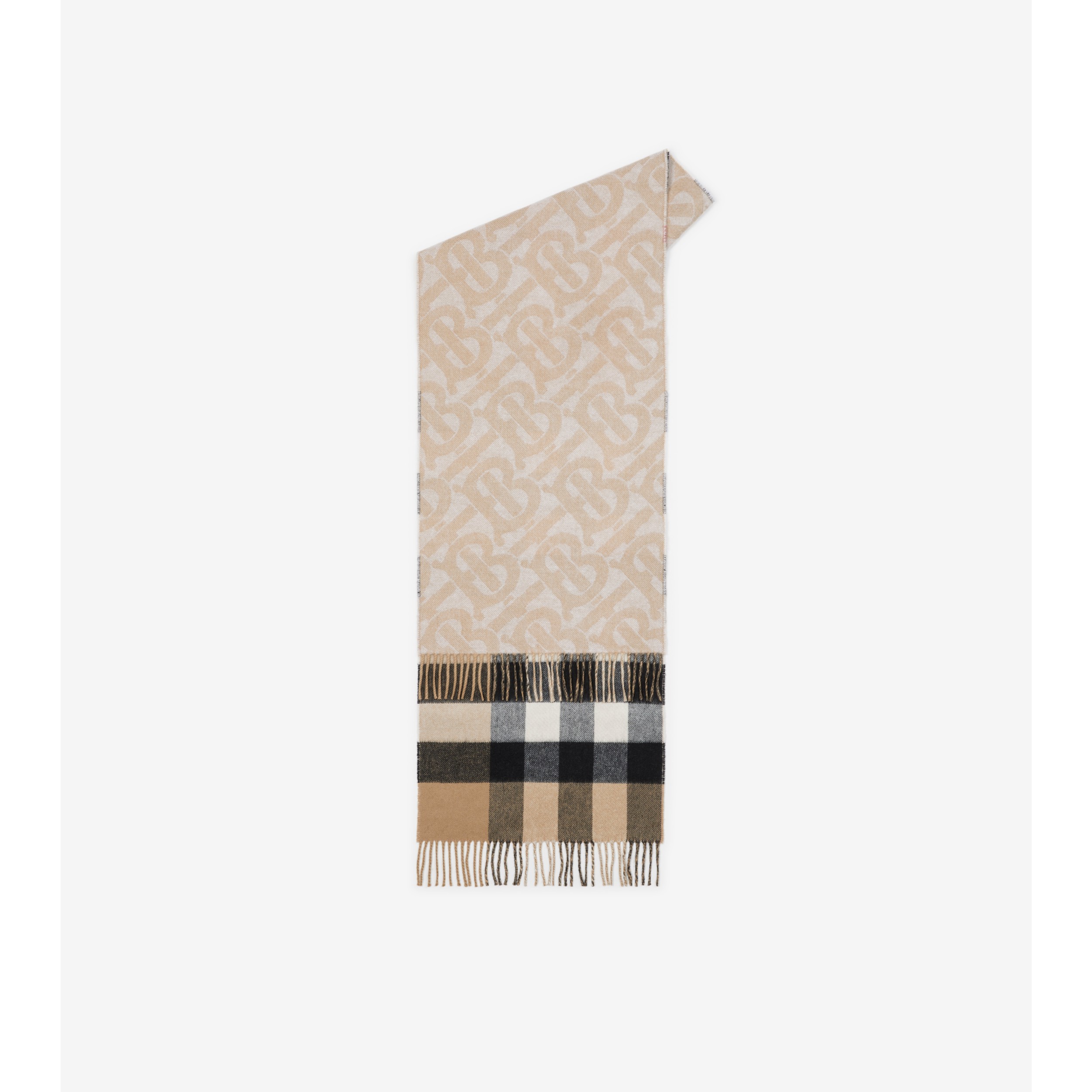 Check Cashmere Scarf in Alabaster