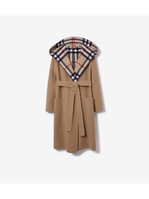 Shop Burberry Wool Wrap Coat In Archive Beige