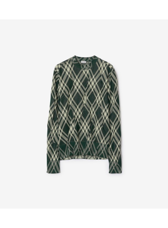 Men's Designer Crewnecks - Modern Argyle Cotton Pullover Sweater