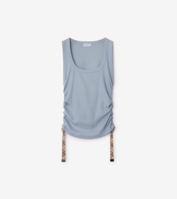 Festival Cotton Blend Tank Top in Gale - Women | Burberry® Official