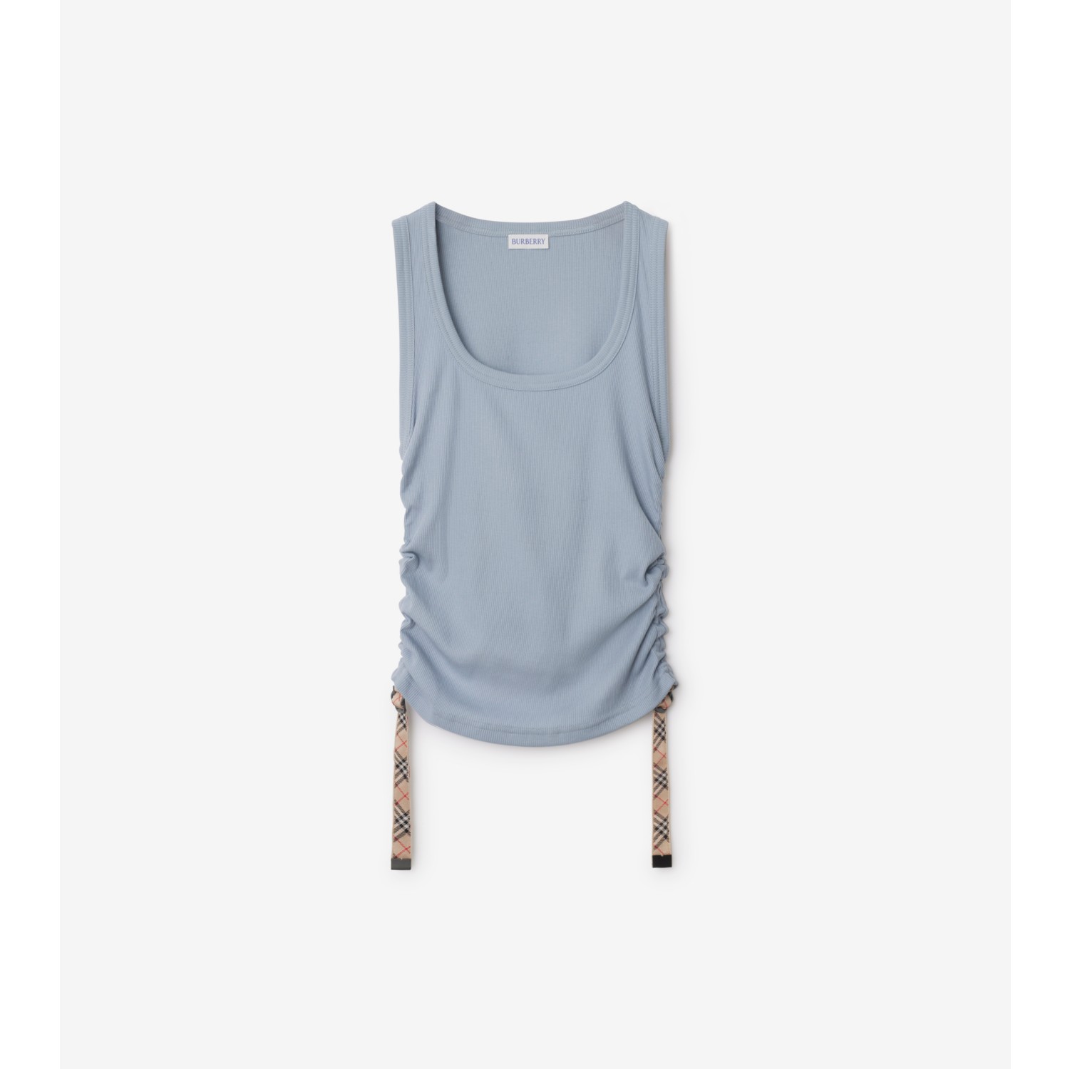 Check Trim Stretch Cotton Vest