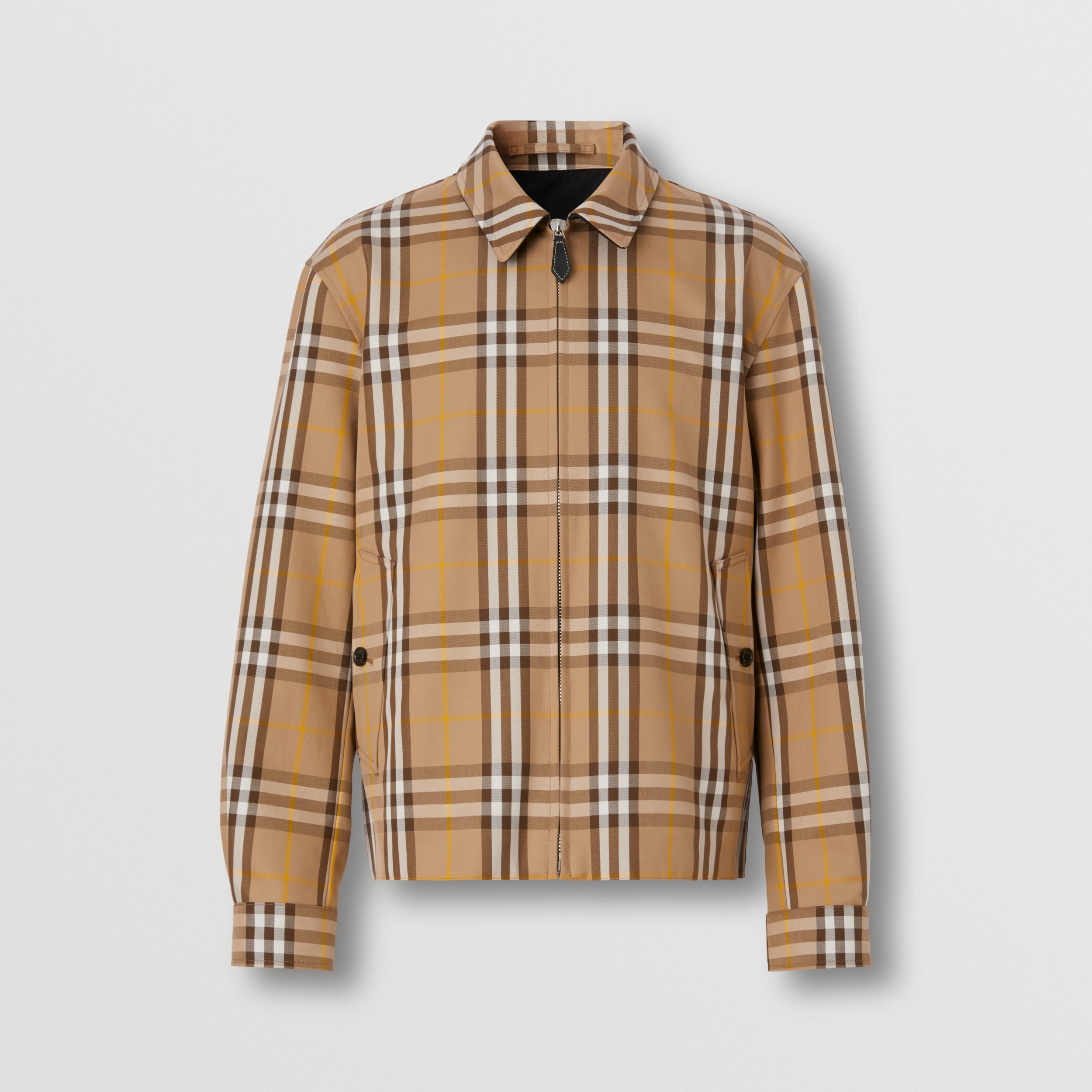 Reversible Check Cotton Harrington Jacket in Truffle - Men | Burberry ...
