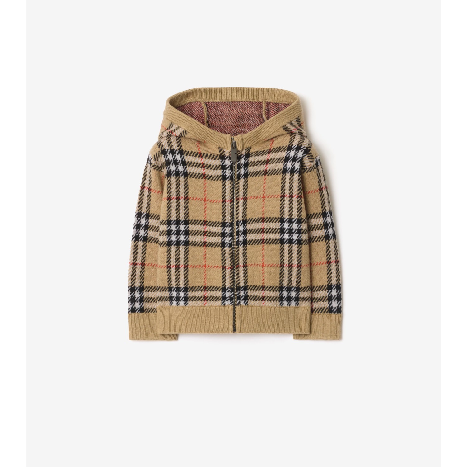 Woll-Kapuzenjacke in Check