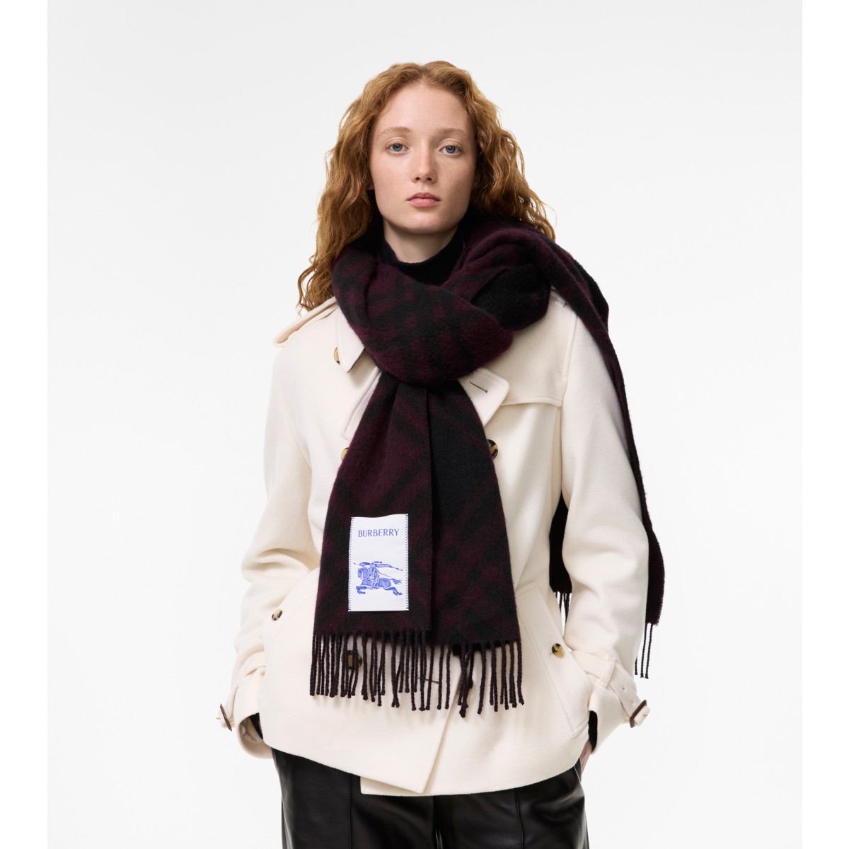  Check Alpaca Wool Scarf