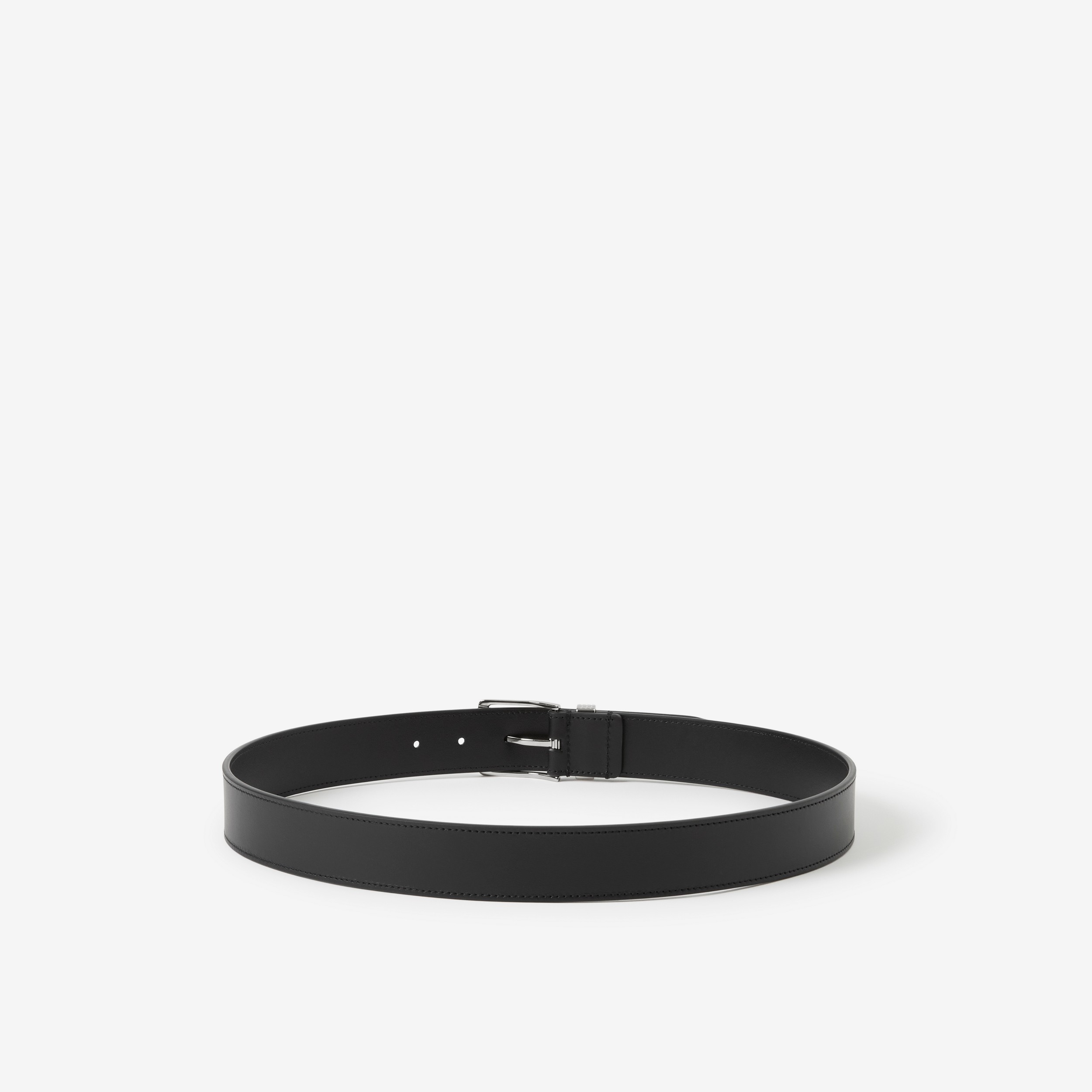 Check and Leather Belt in Black/silver - Men | Burberry® Official - 2