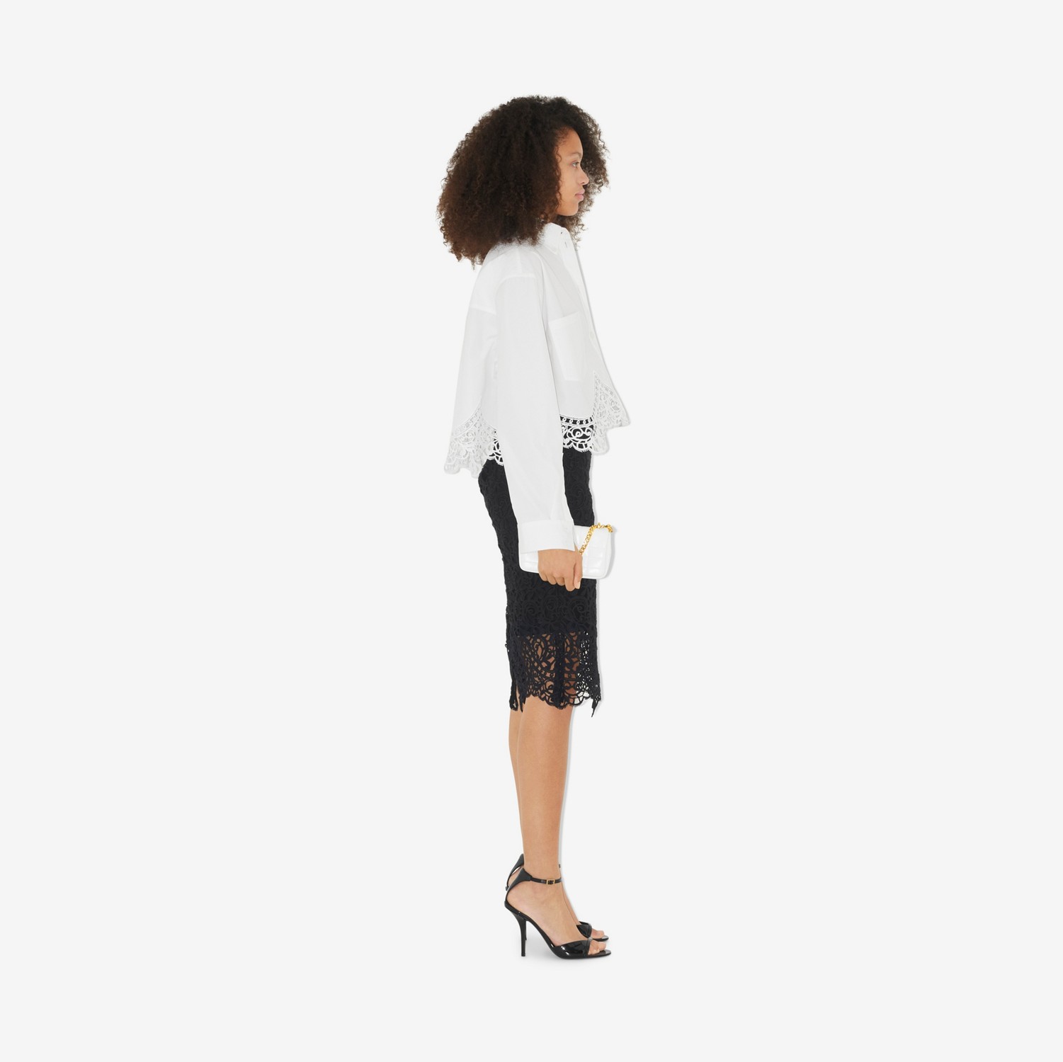 Macramé Lace Pencil Skirt in Black - Women | Burberry® Official
