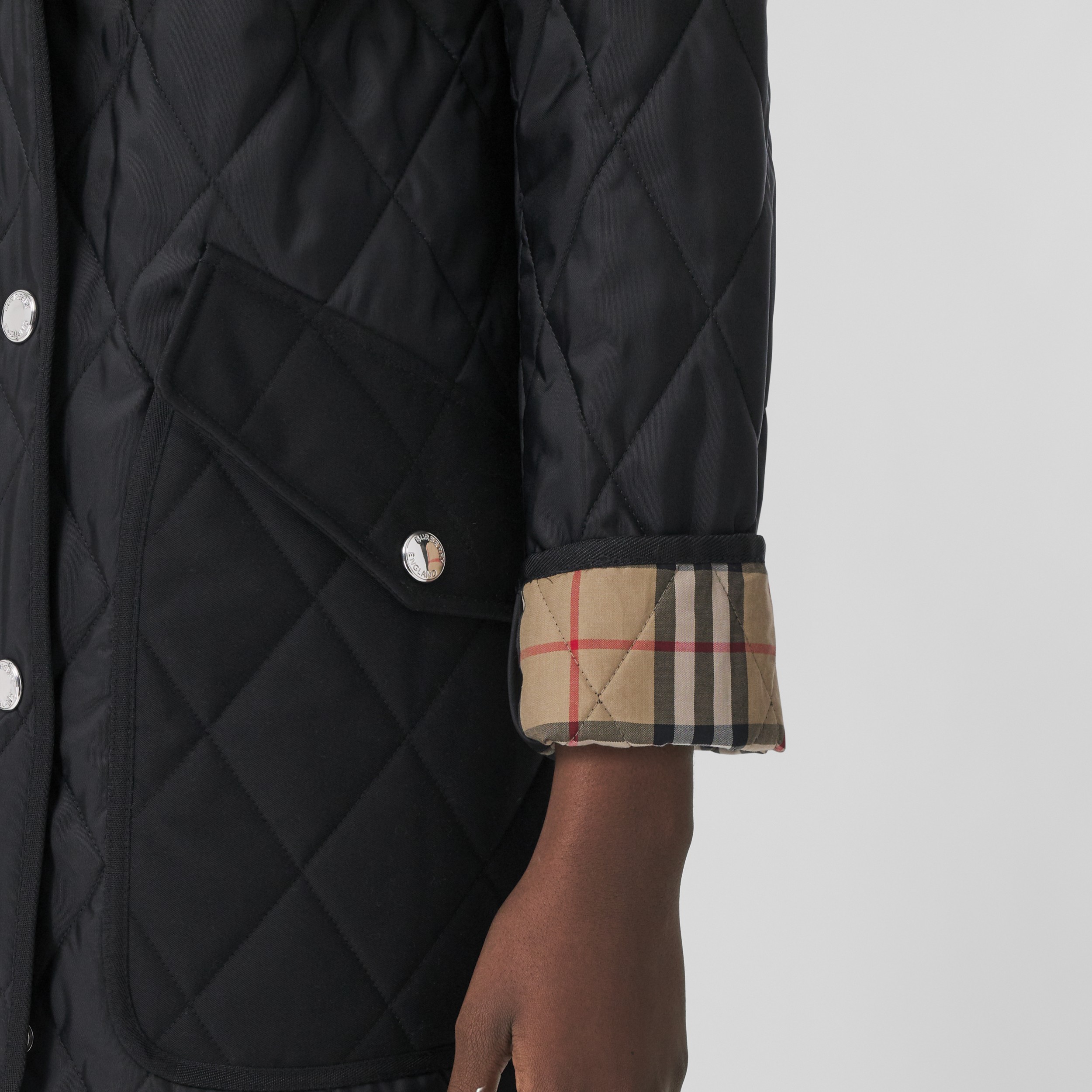 Quilted Thermoregulated Hooded Coat in Black - Women | Burberry® Official