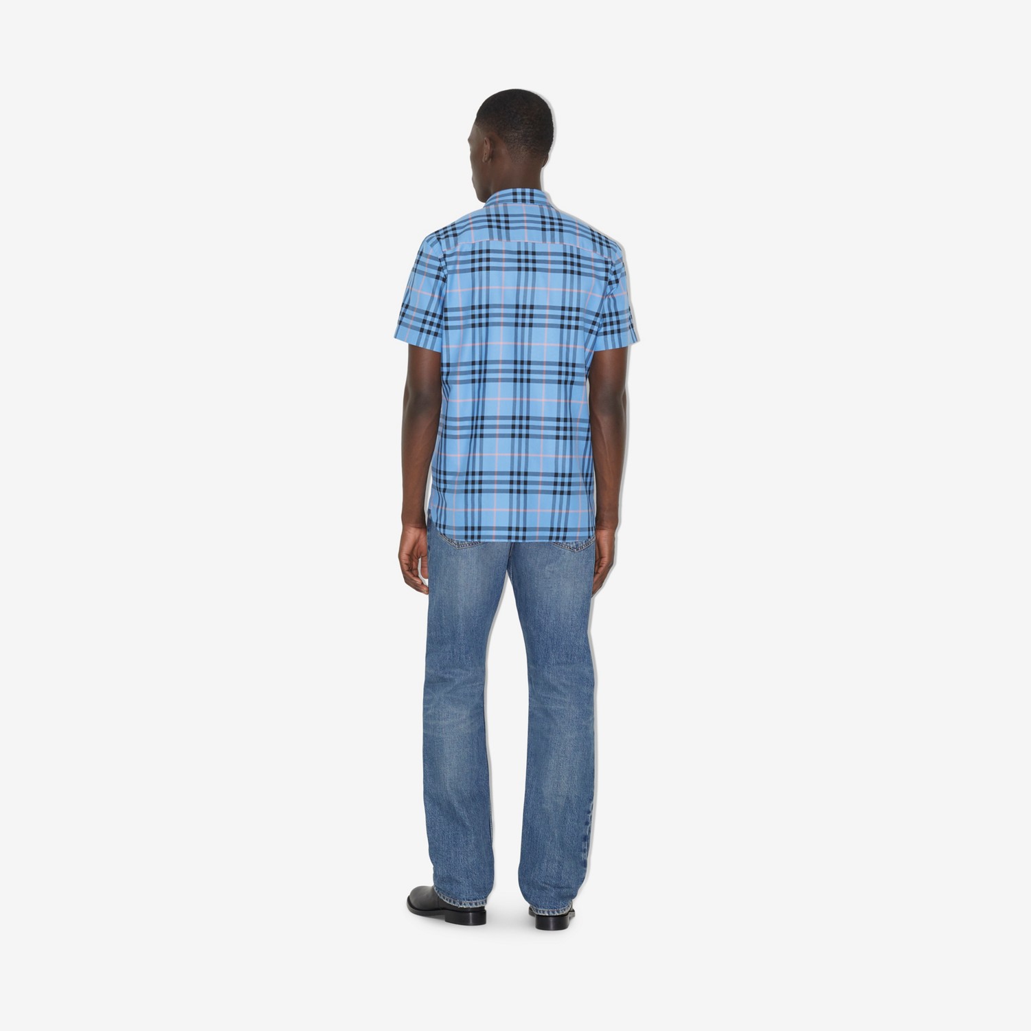 格纹棉质衬衫 (暗雅湛蓝色) - 男士 | Burberry® 博柏利官网
