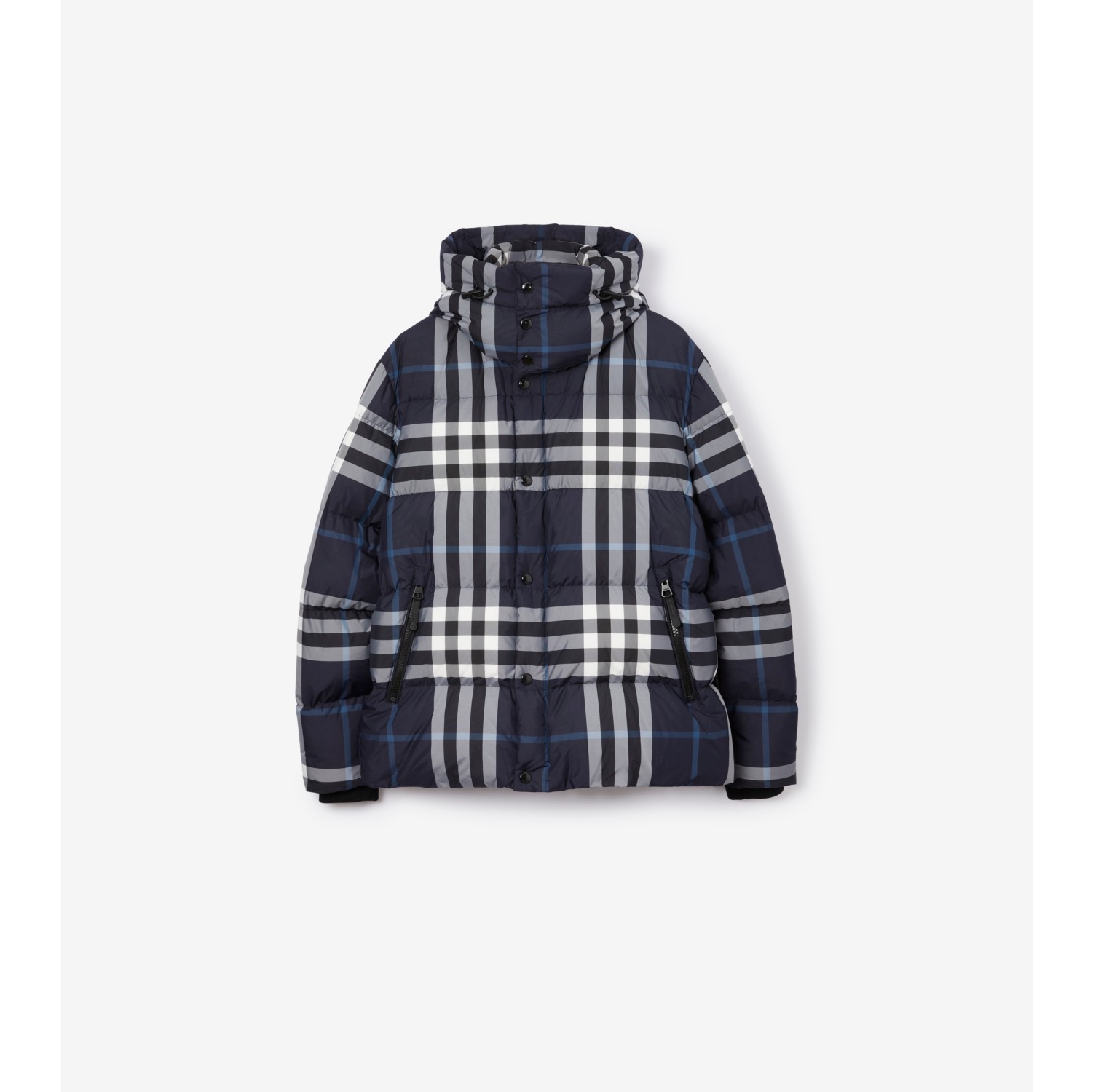 Check Puffer Jacket in White/dark charcoal blue - Burberry
