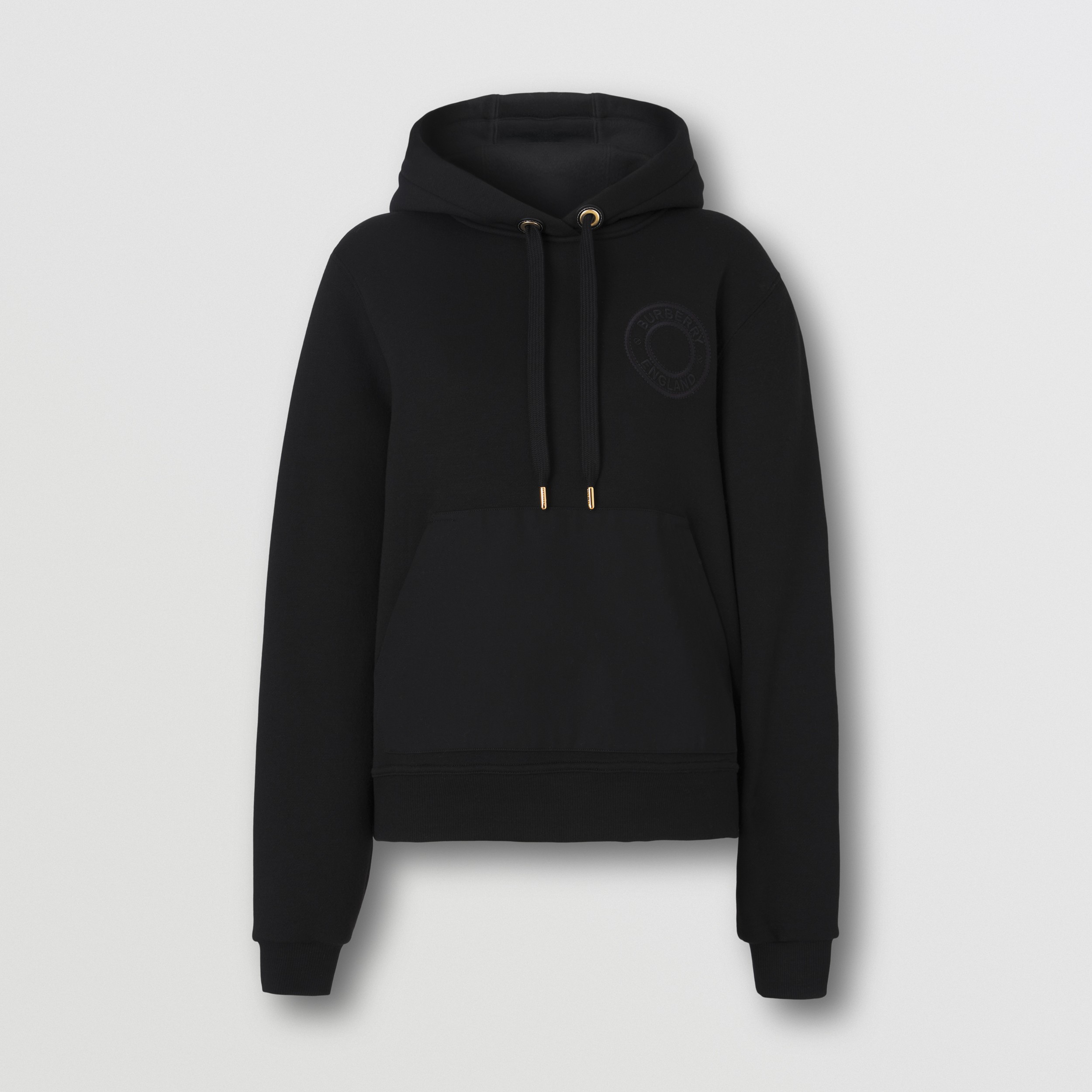 Logo Graphic Cotton Jersey Oversized Hoodie in Black - Women | Burberry® Official - 4