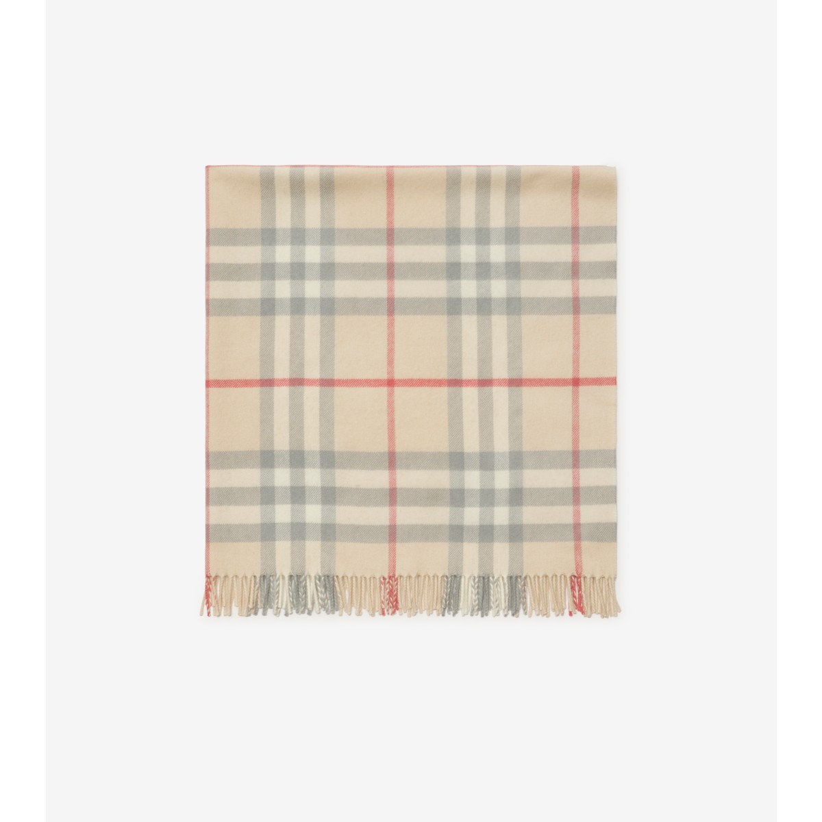 Burberry Childrens Check Wool Baby Blanket In Pale Stone