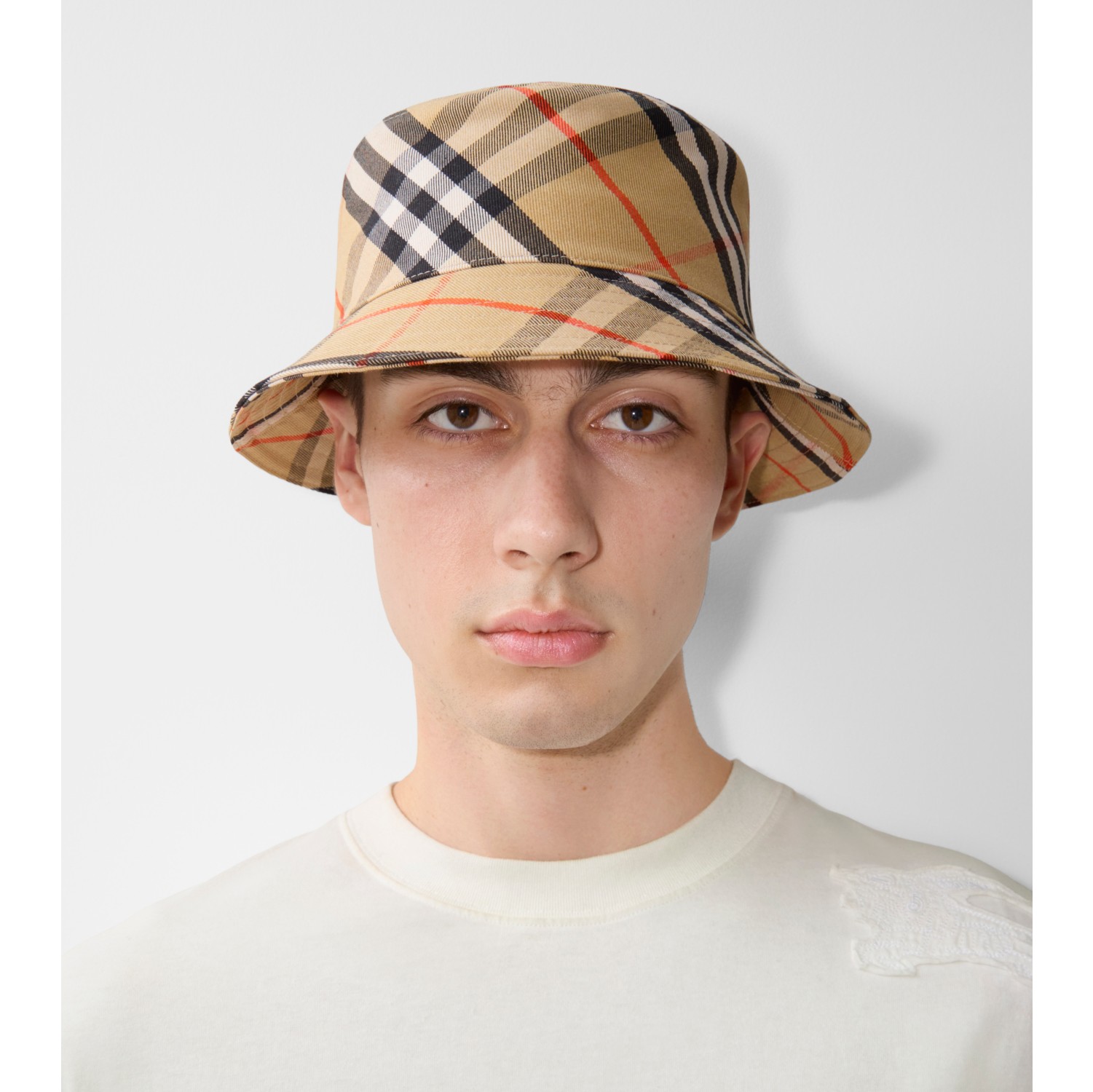 Check Cotton Blend Bucket Hat