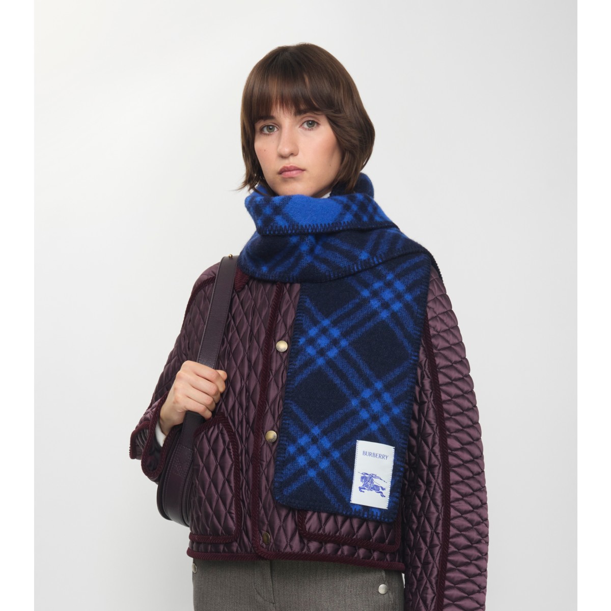  Check Narrow Wool Scarf