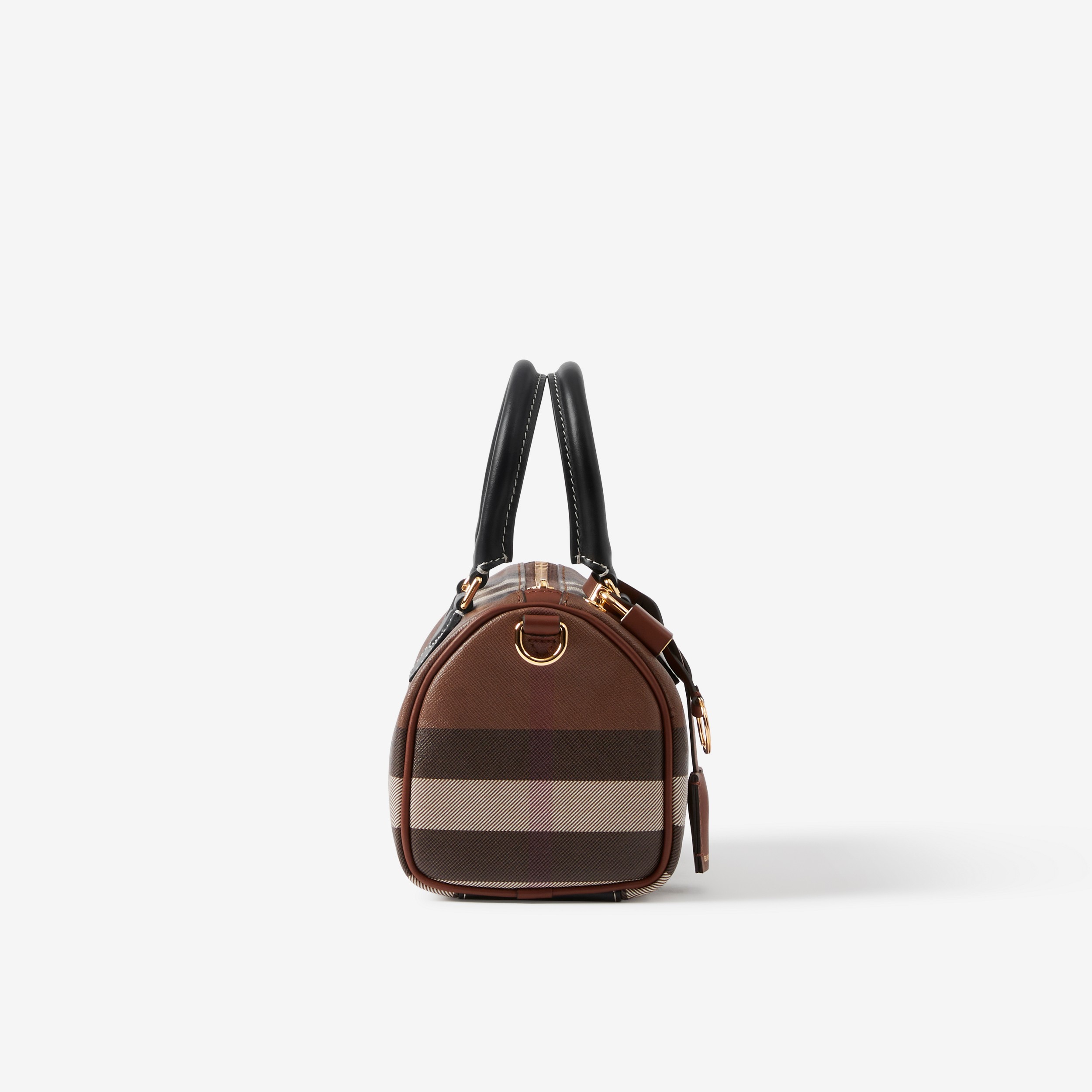 Check and Leather Mini Bowling Bag in Dark Birch Brown - Women | Burberry® Official - 2