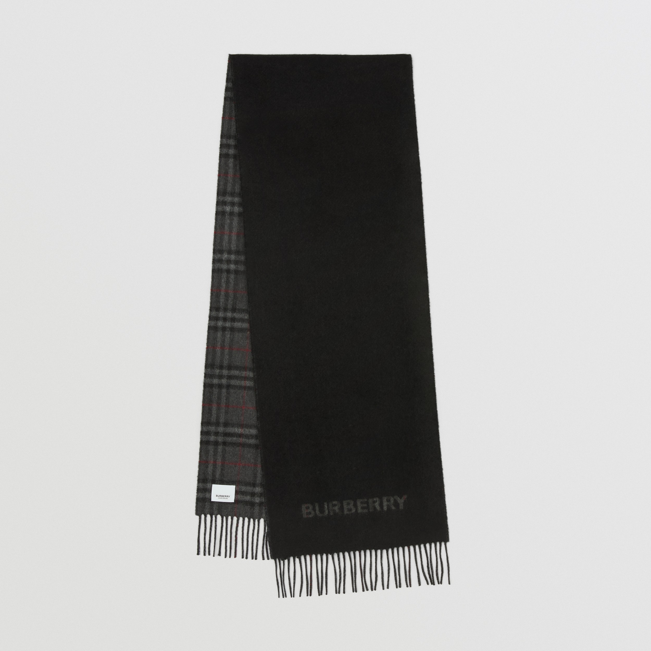 Reversible Vintage Check Cashmere Scarf in Charcoal/black | Burberry® Official - 1