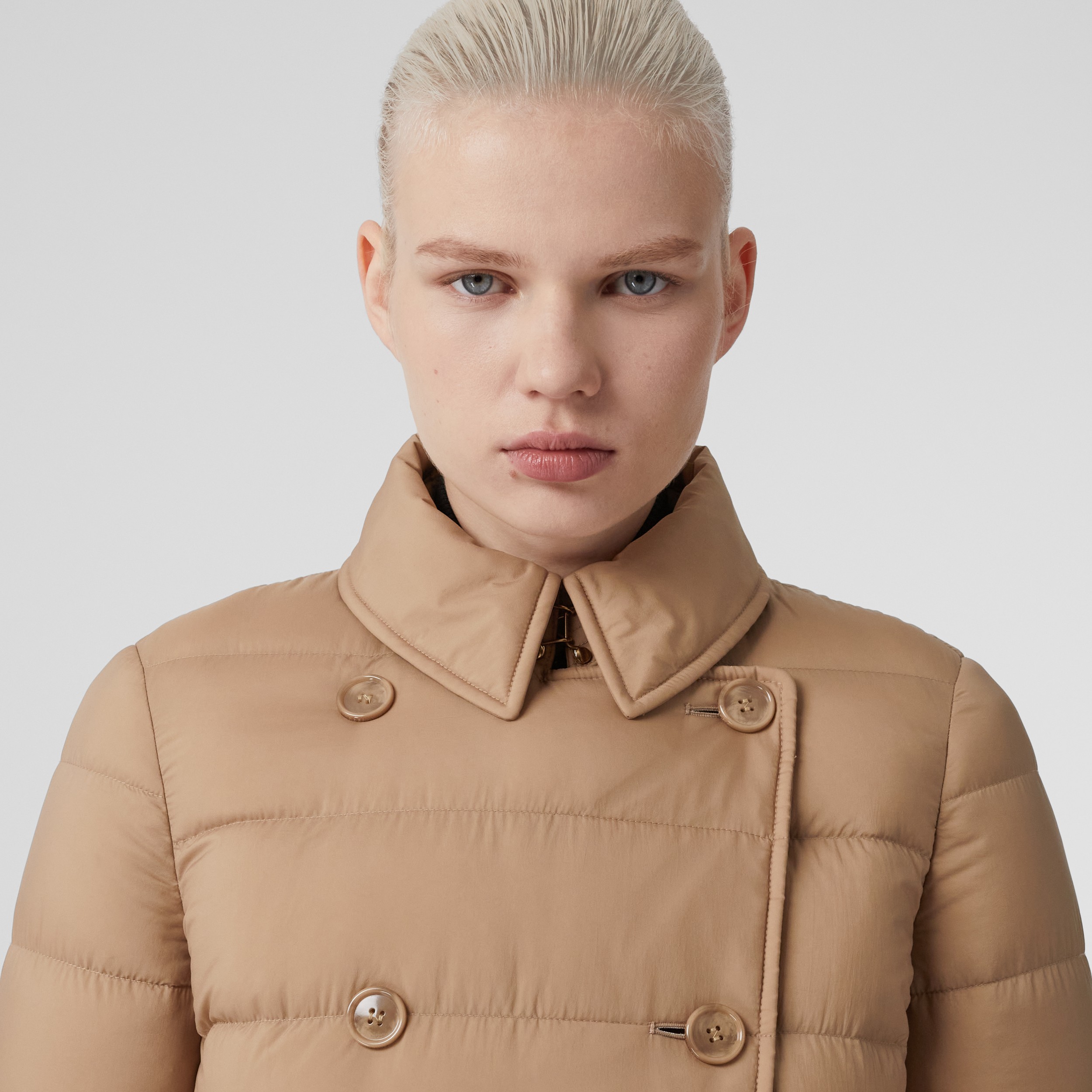 Detachable Hood Nylon Down-filled Coat in Muted Brown - Women | Burberry® Official - 2