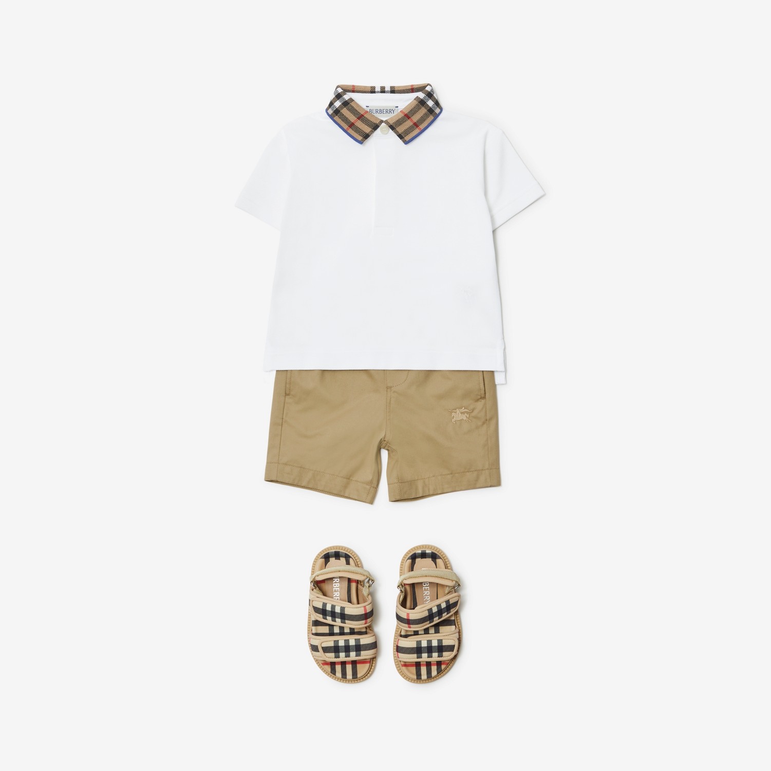 チェックカラー コットンポロシャツ (ホワイト) | Burberry®公式 チェックカラー コットンポロシャツ (ホワイト) | Burberry®公式