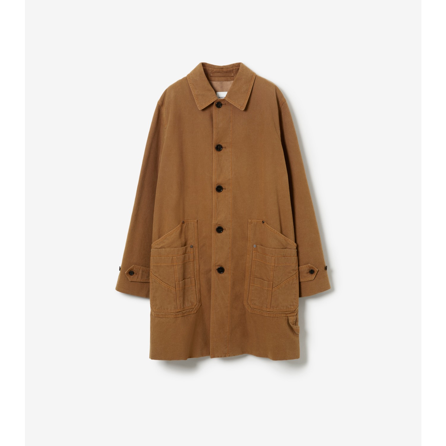 Mid-length Cotton Car Coat in Dark birch brown - Men | Burberry® Official