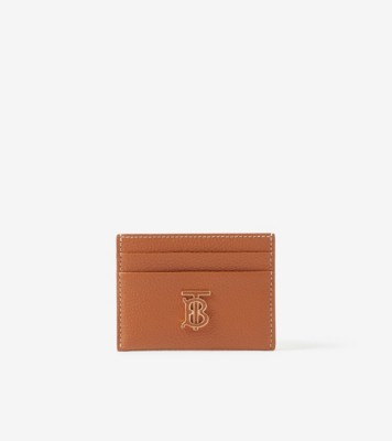 Burberry TB Monogram Pebbled Leather Card Case Warm Russet Brown